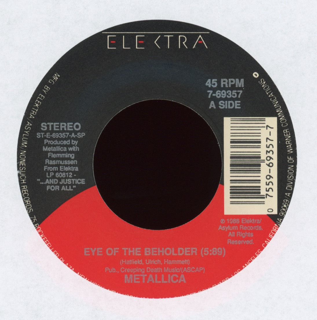 Metallica - Eye Of The Beholder on Elektra With Picture Sleeve