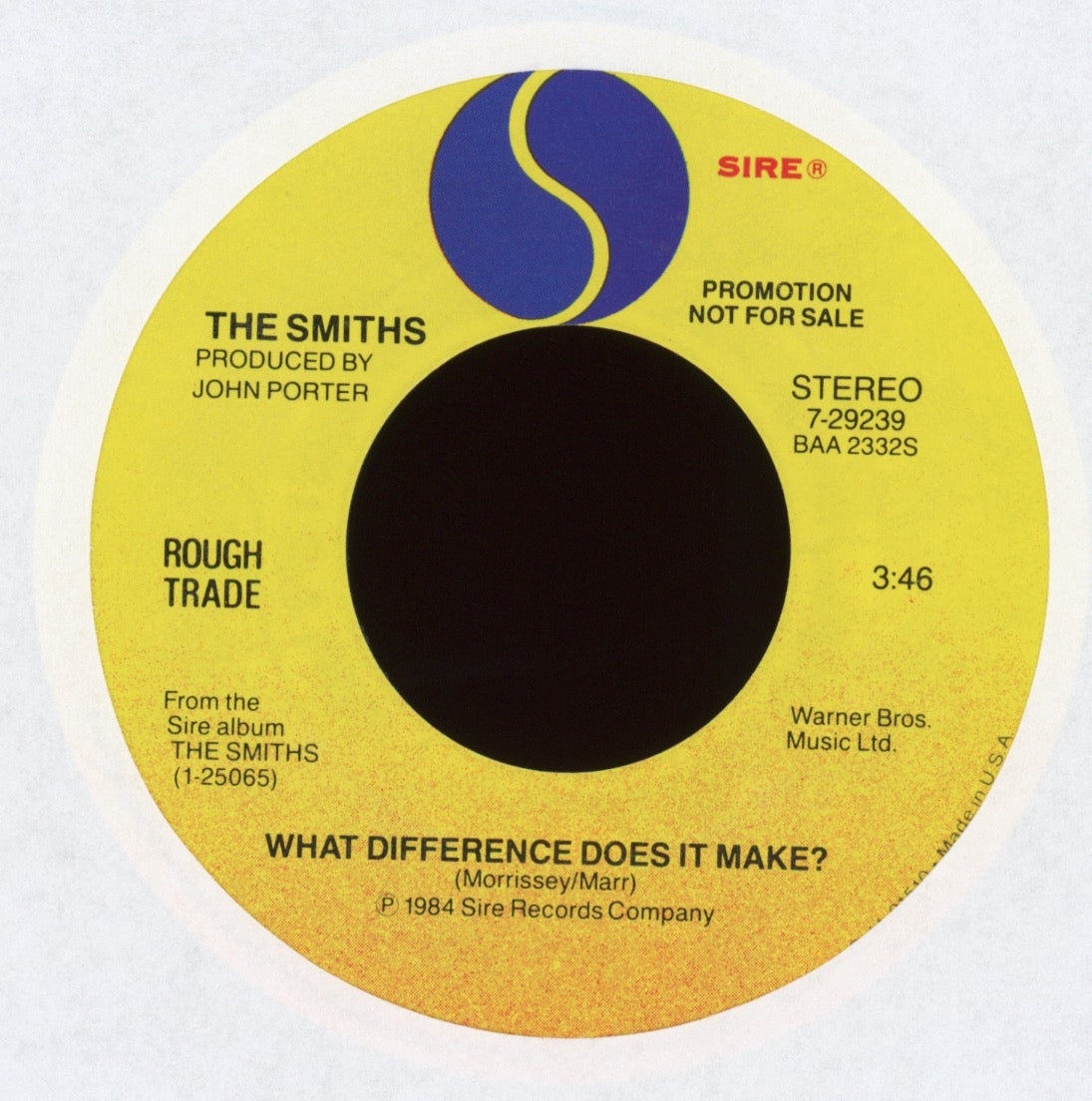 The Smiths - What Difference Does it Make on Sire Promo With Picture Sleeve