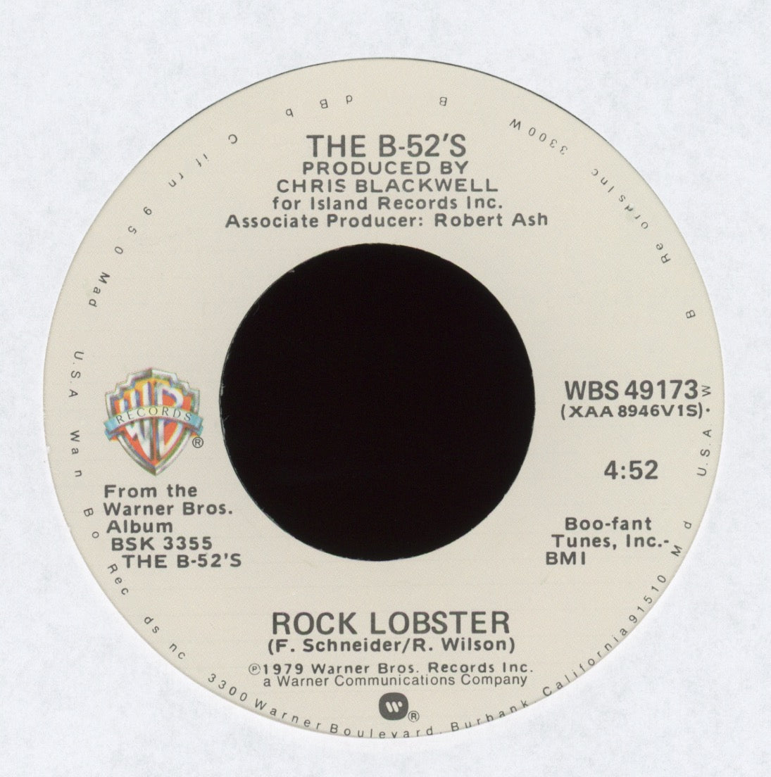 The B-52's - Rock Lobster on Warner Bros. With Picture Sleeve