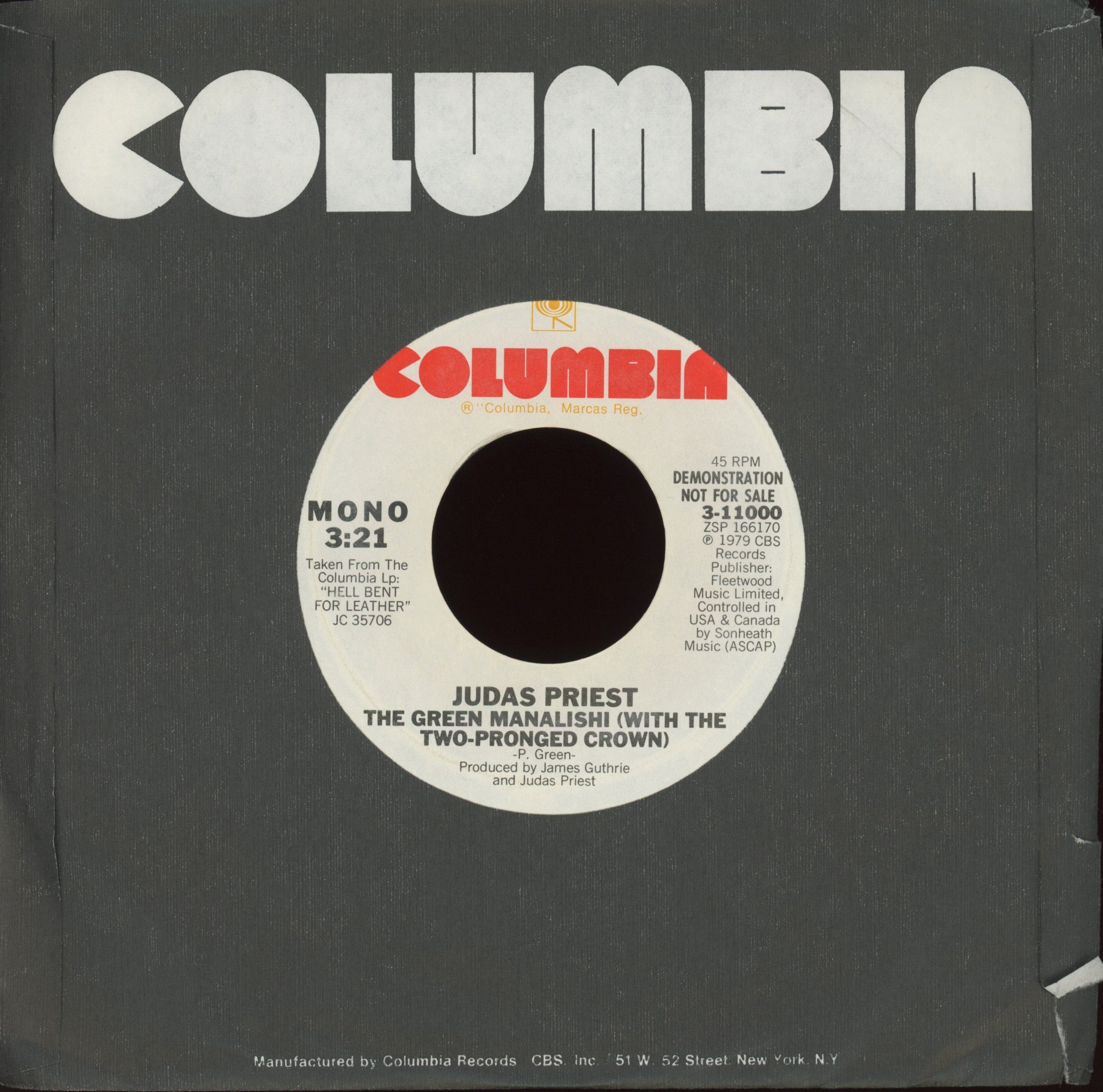 Judas Priest - The Green Manalishi (With The Two-Pronged Crown) on Columbia Promo