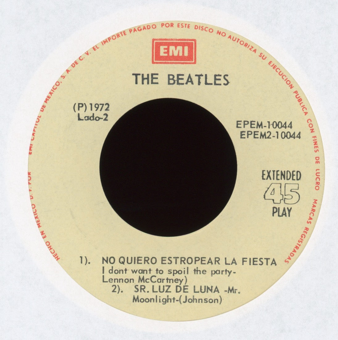 The Beatles - Musica De Rock on EMI EPEM-10044 Mexican Pressing With Picture Sleeve