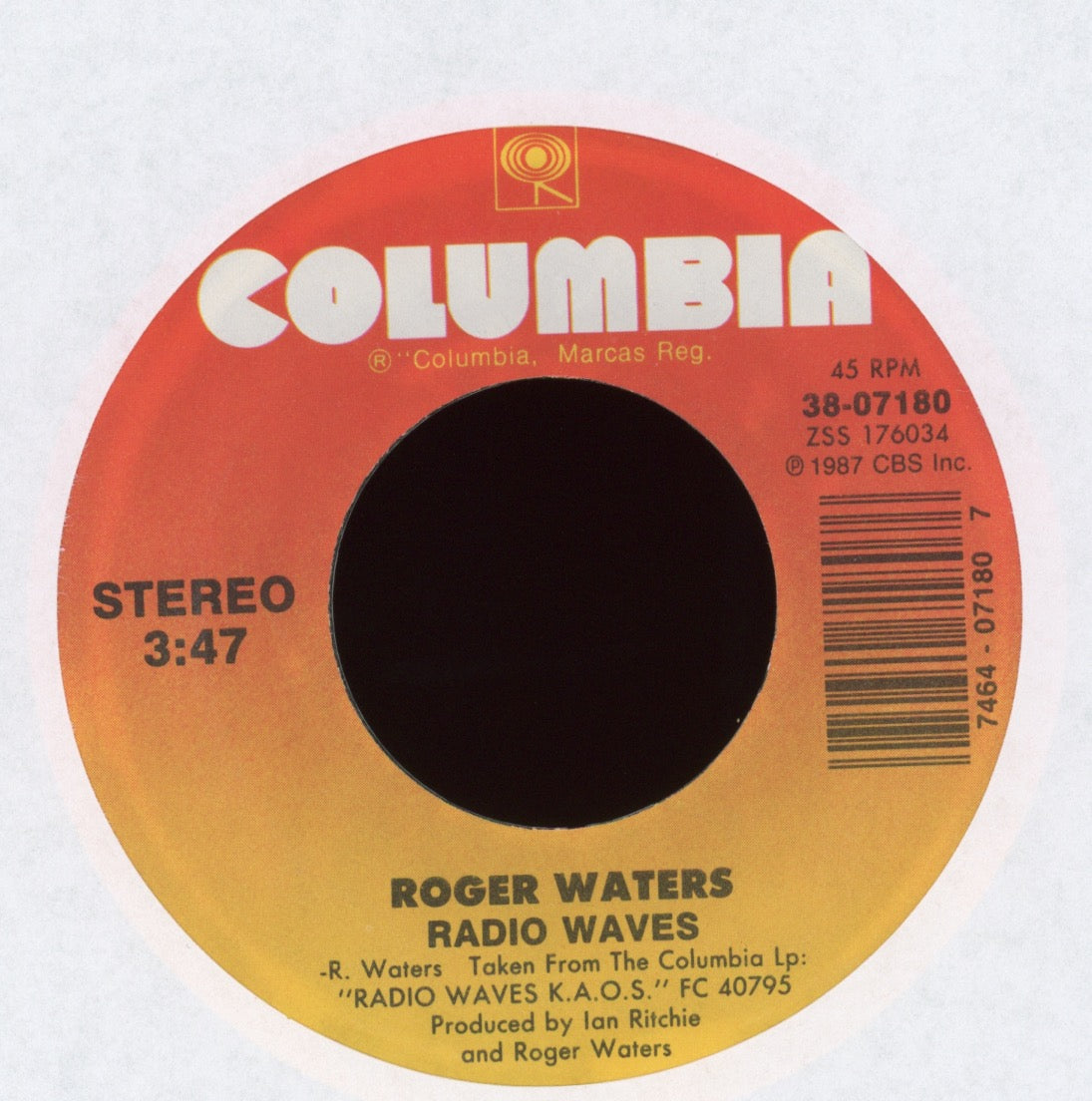 Roger Waters - Radio Waves on Columbia With Picture Sleeve
