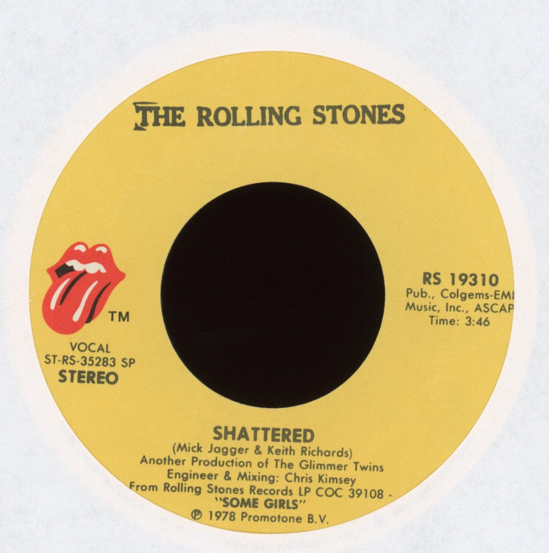 The Rolling Stones - Shattered on Rolling Stones Records With Picture Sleeve