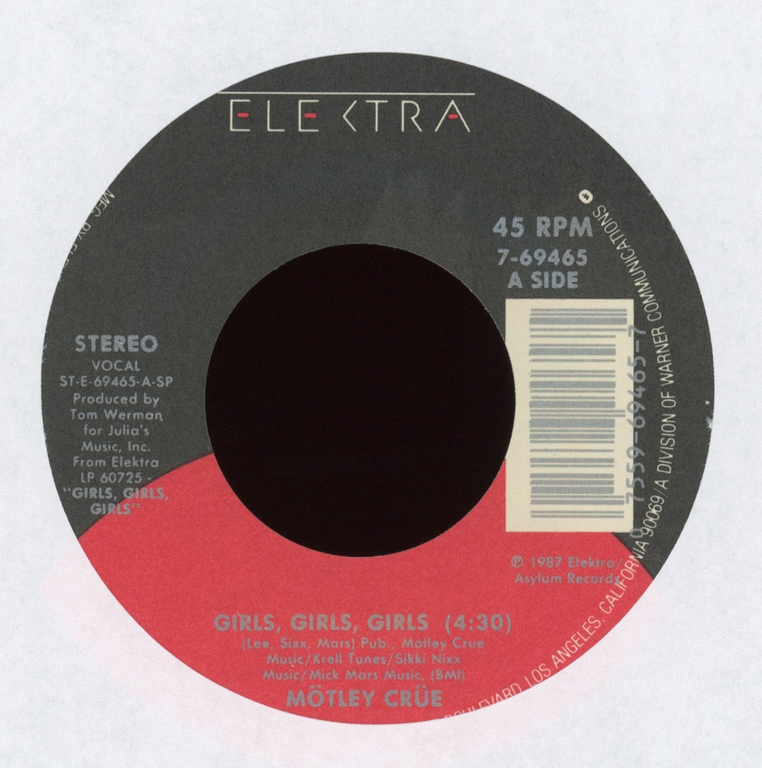 Mötley Crüe - Girls Girls Girls on Elektra With Picture Sleeve