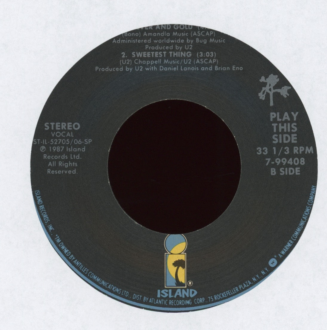U2 - Where The Streets Have No Name on Island With Picture Sleeve