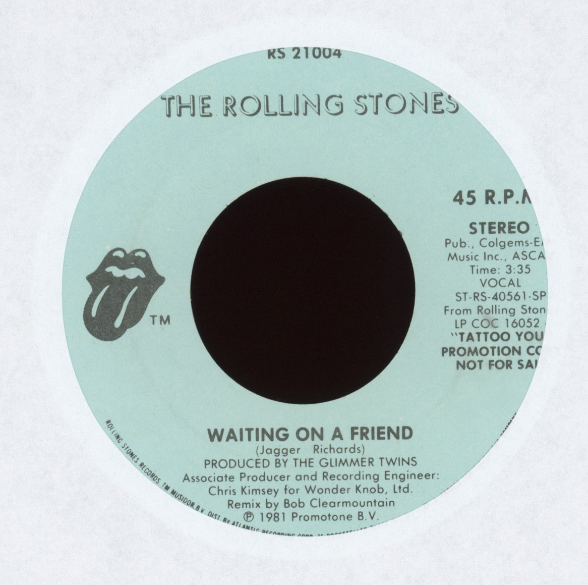 The Rolling Stones - Waiting On A Friend on Rolling Stones Records Promo