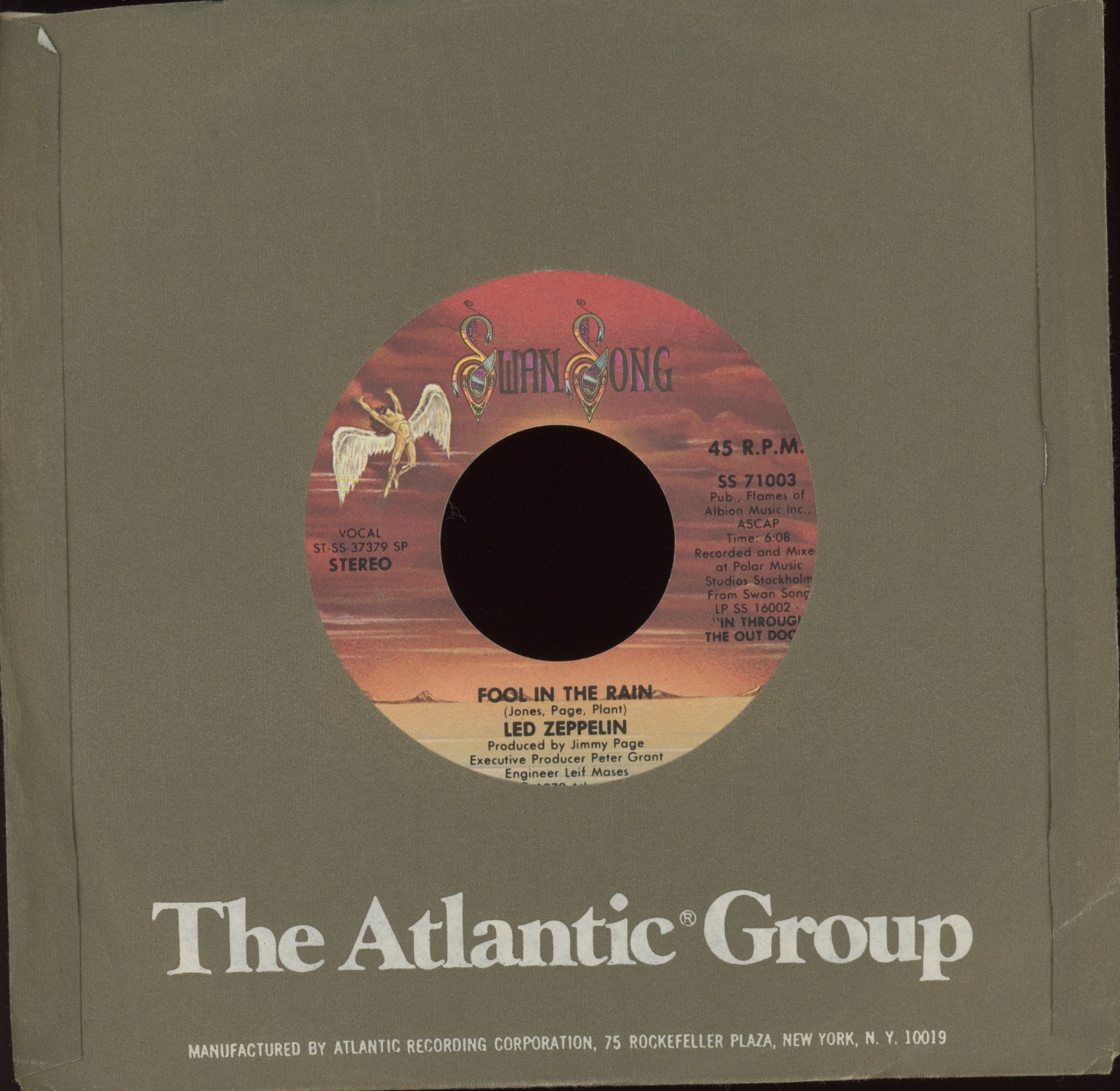 Led Zeppelin - Fool In The Rain / Hot Dog on Swan Song