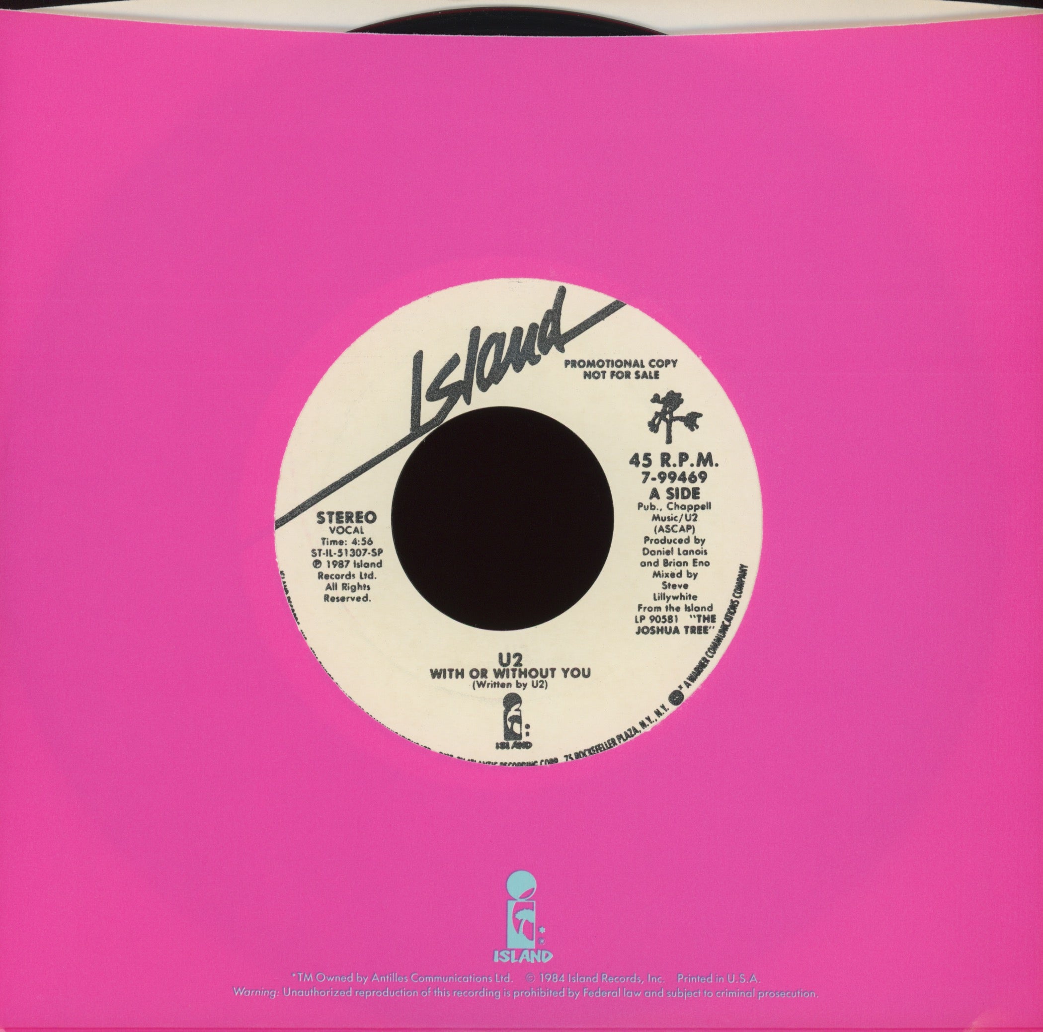 U2 - With Or Without You on Island Promo