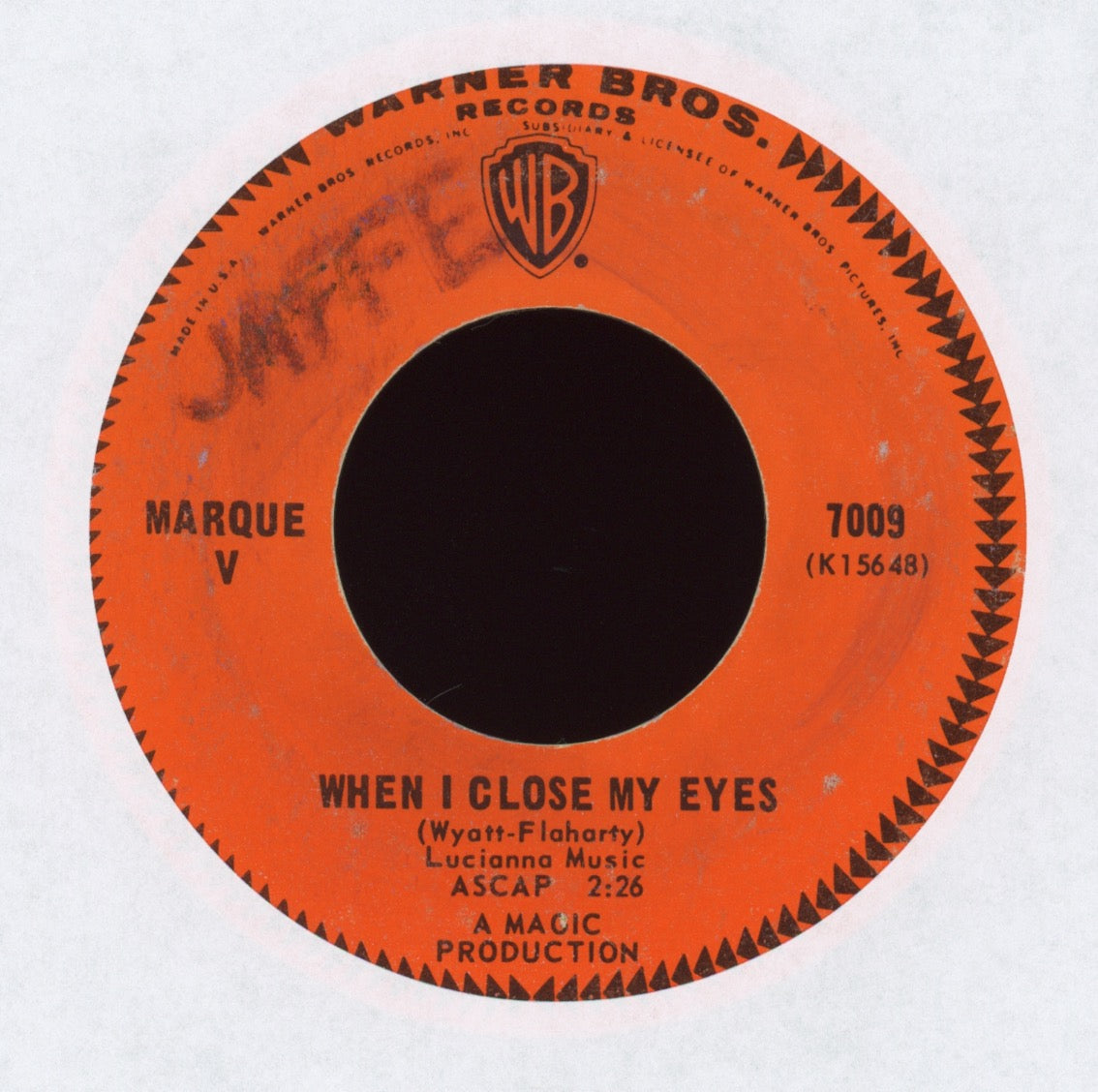 Sonny Flaharty & The Mark V - When I Close My Eyes on Warner Bros.