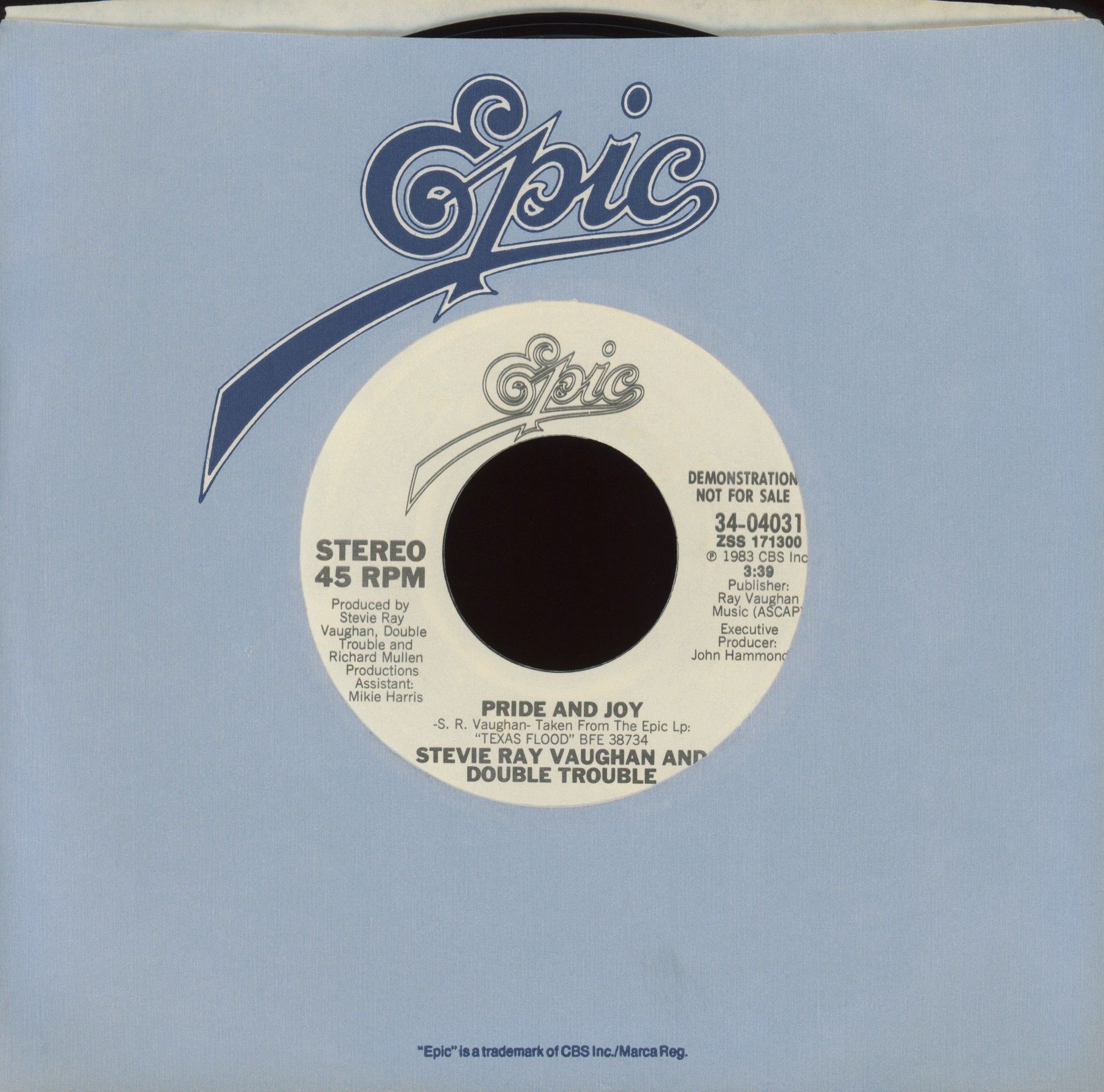 Stevie Ray Vaughan & Double Trouble - Pride And Joy on Epic Promo