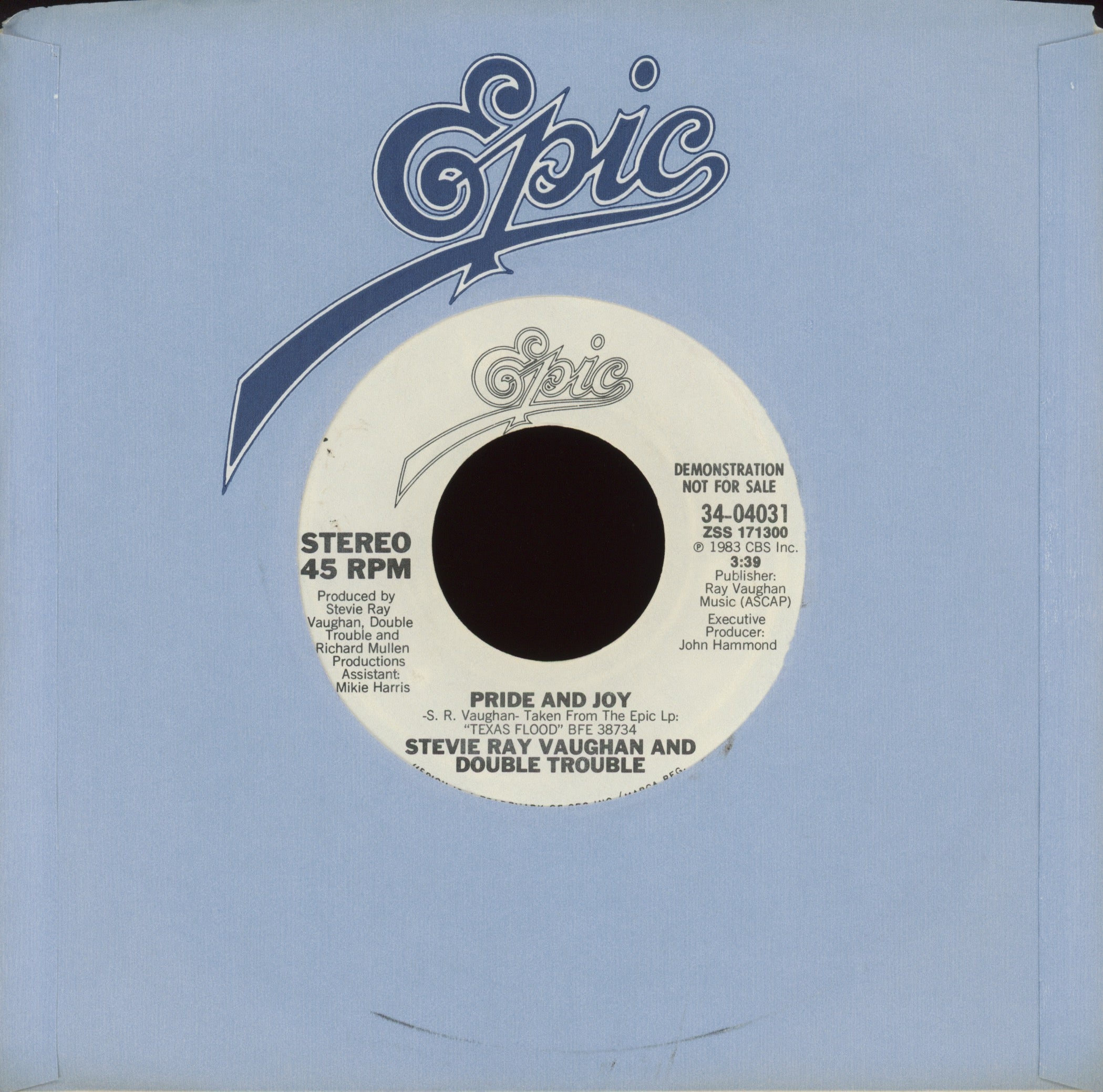 Stevie Ray Vaughan & Double Trouble - Pride And Joy on Epic Promo