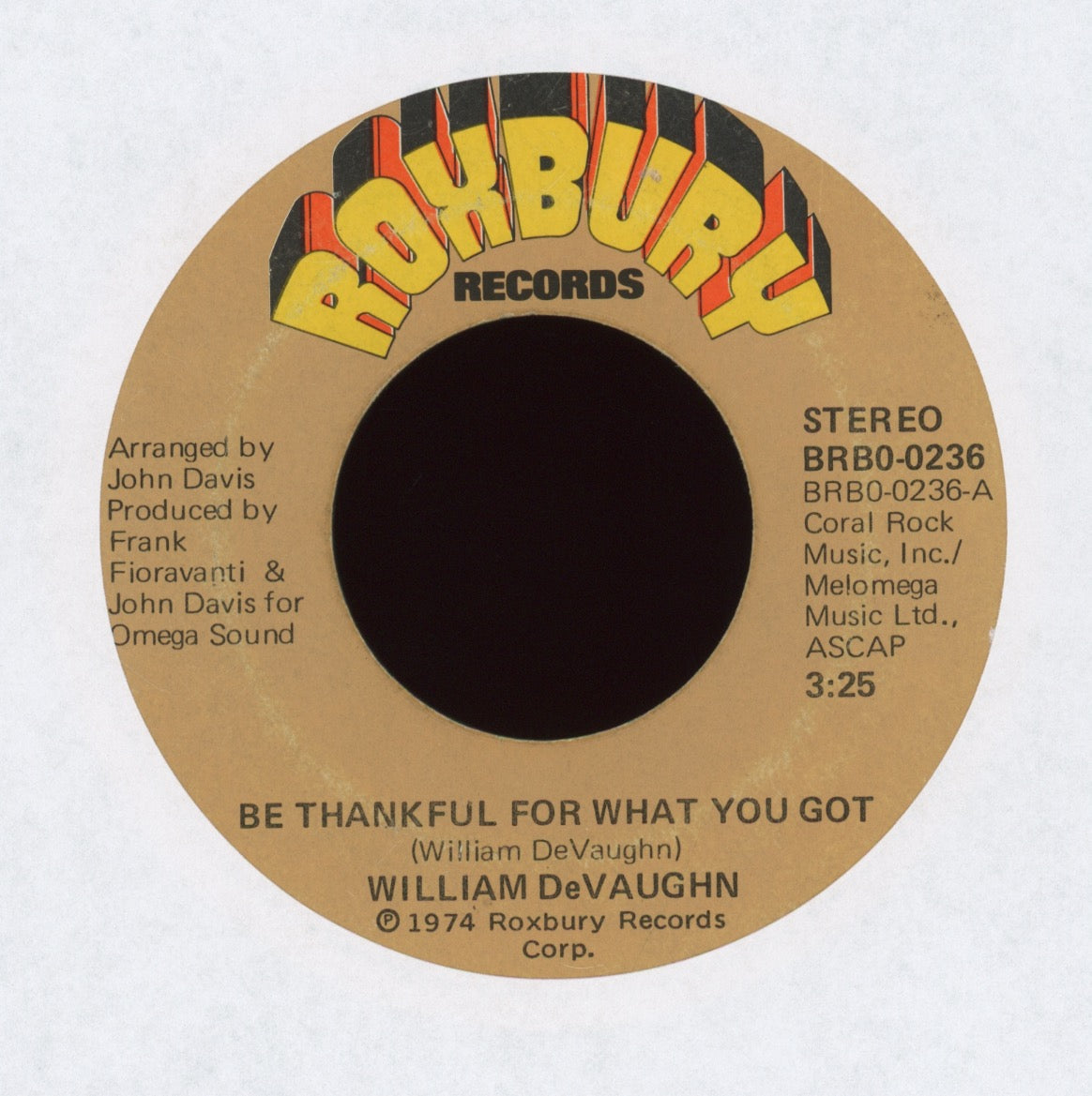 William DeVaughn - Be Thankful For What You Got on Roxbury