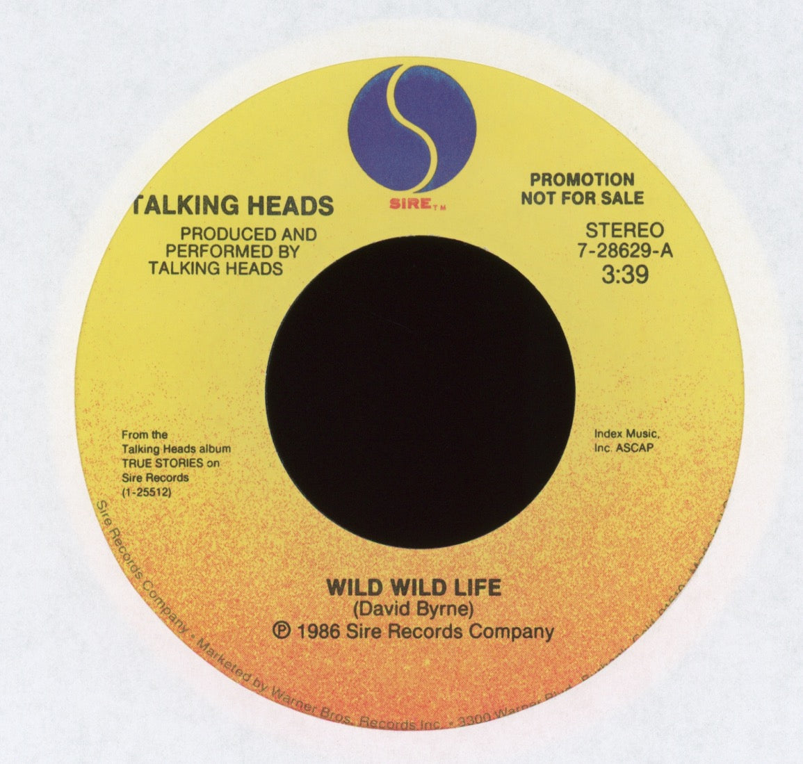 Talking Heads - Wild Wild Life on Sire Promo