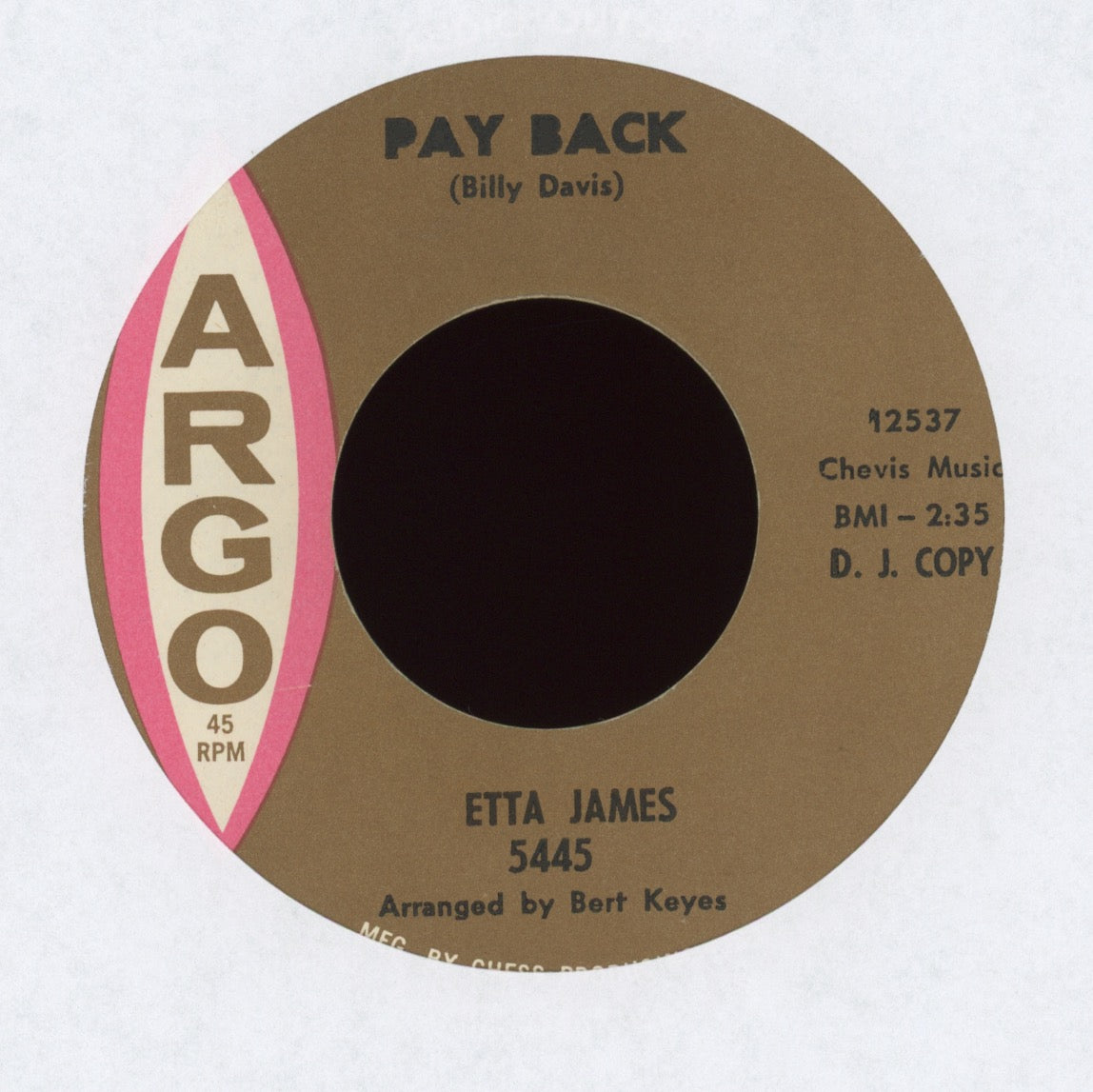 Etta James - Pay Back on Argo Promo