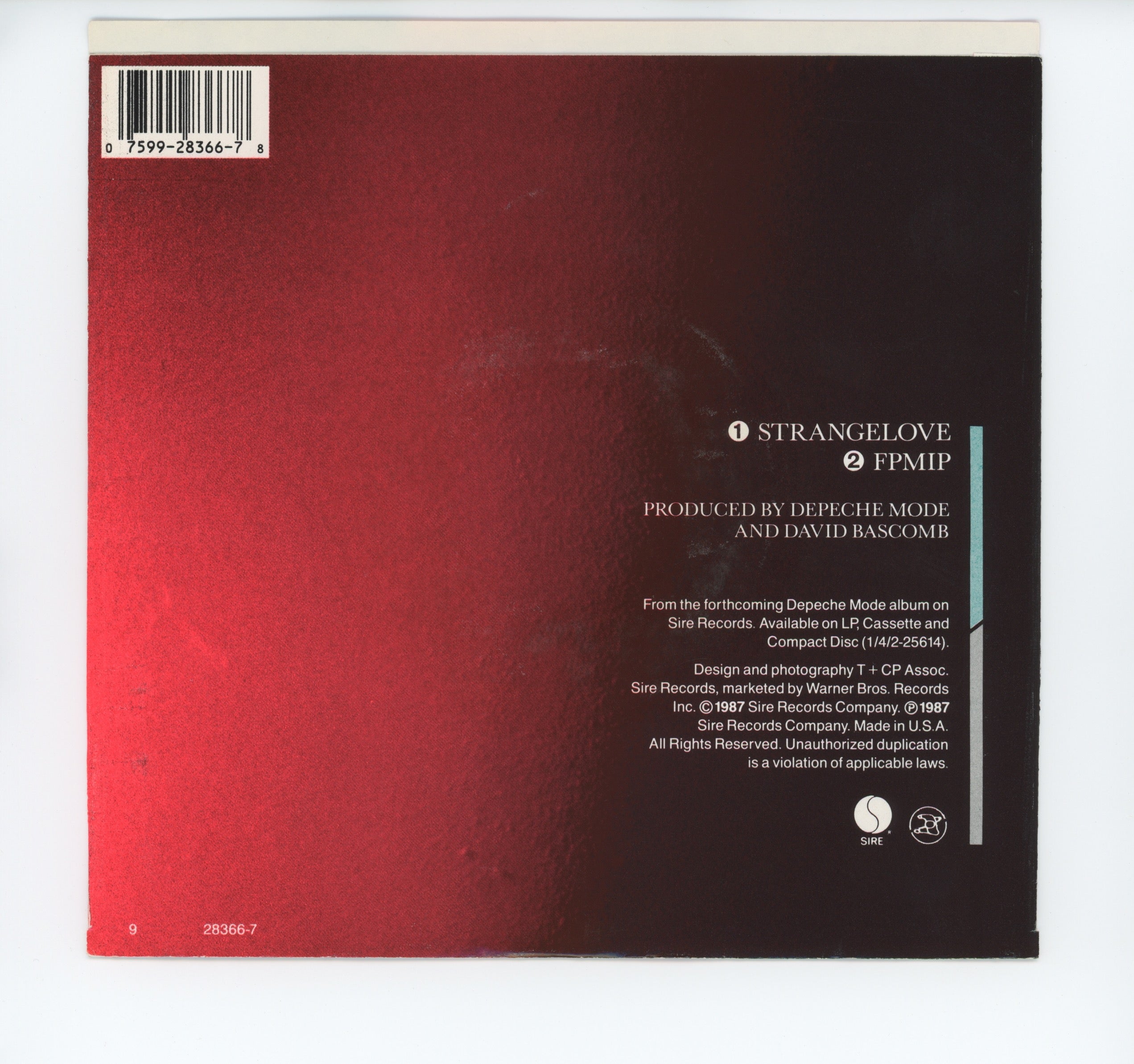 Depeche Mode - Strangelove on Sire Promo