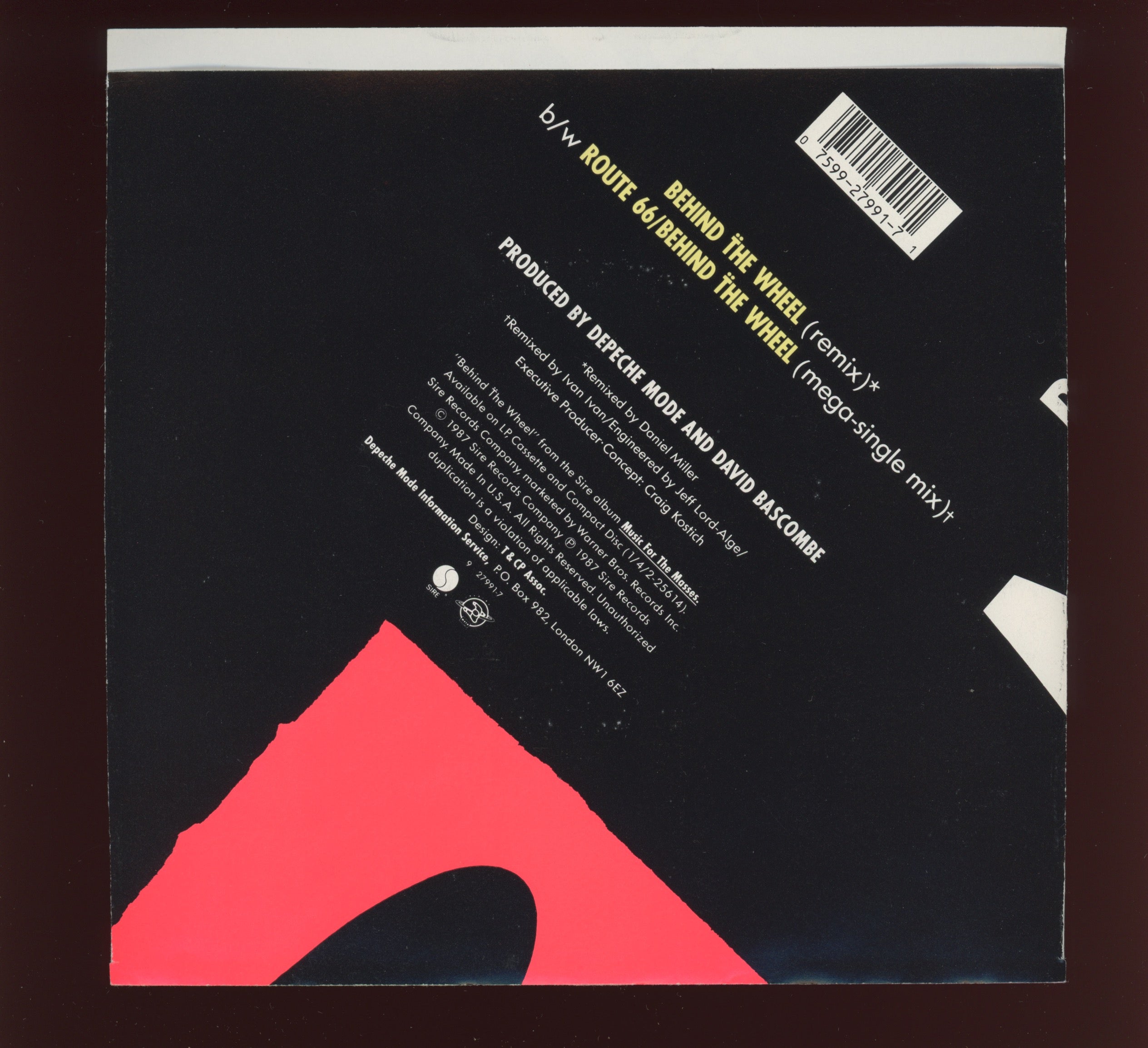 Depeche Mode - Behind The Wheel on Sire With Picture Sleeve