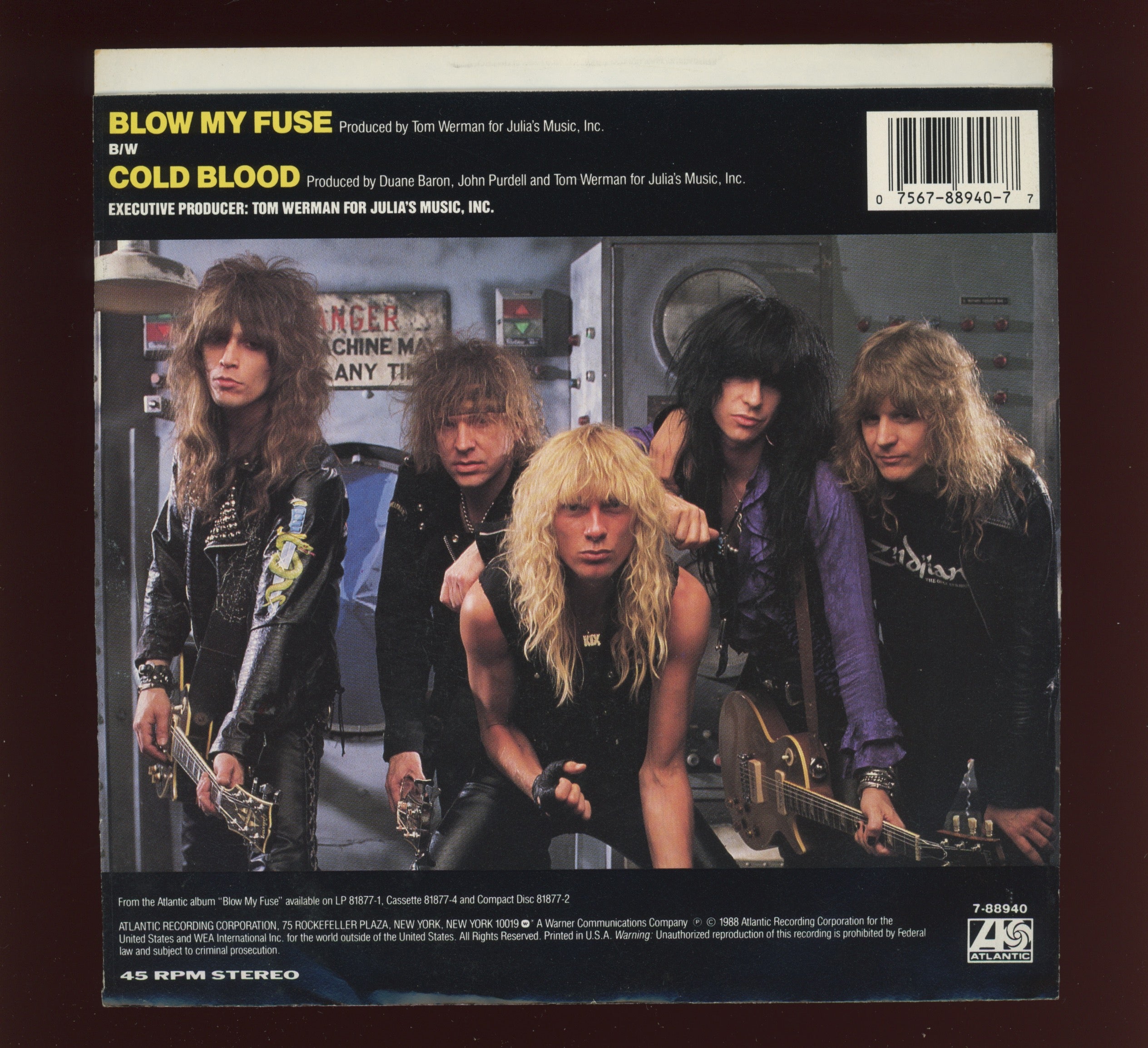 Kix - Blow My Fuse on Atlantic With Picture Sleeve