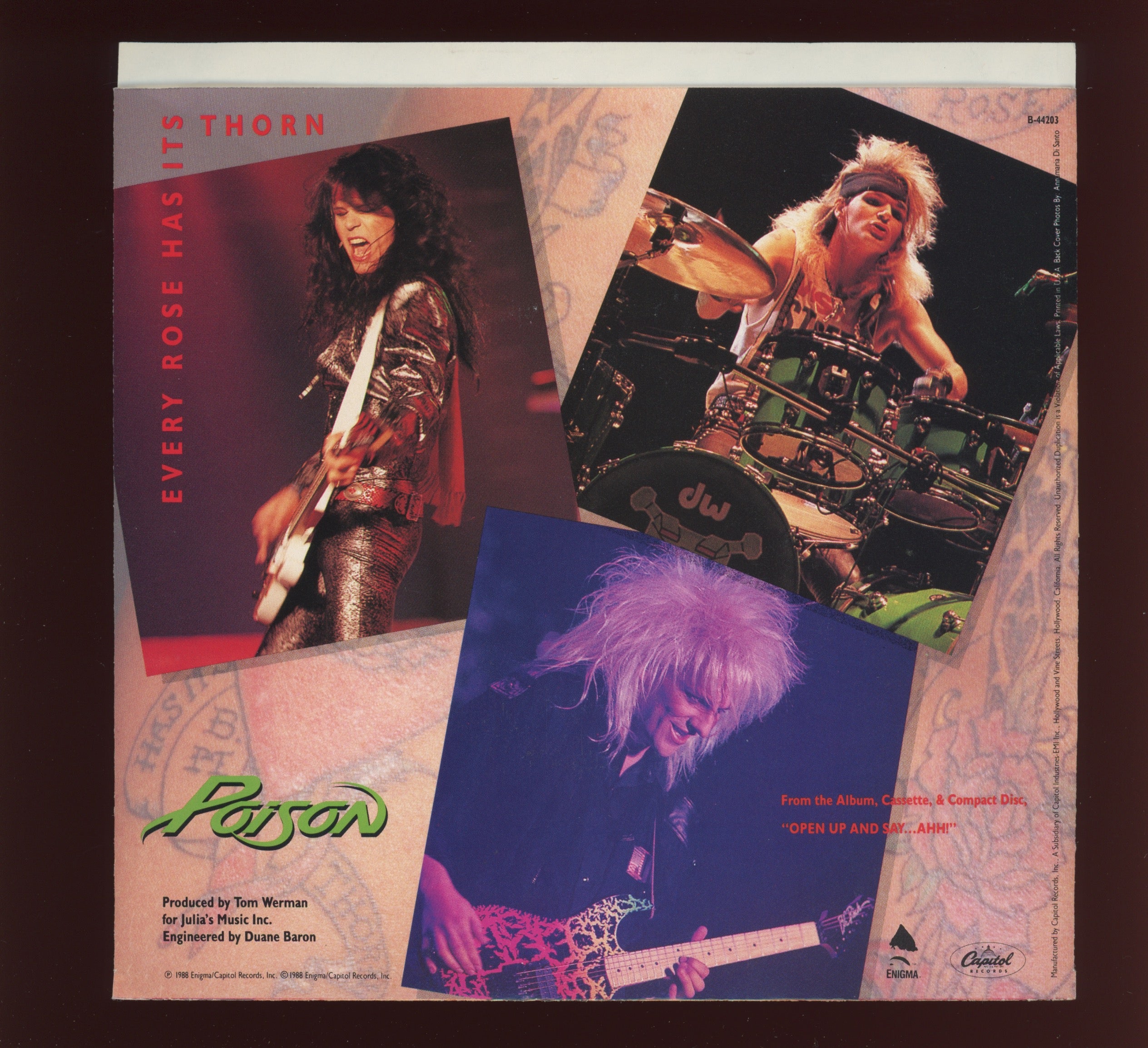 Poison - Every Rose Has Its Thorn on Enigma With Picture Sleeve