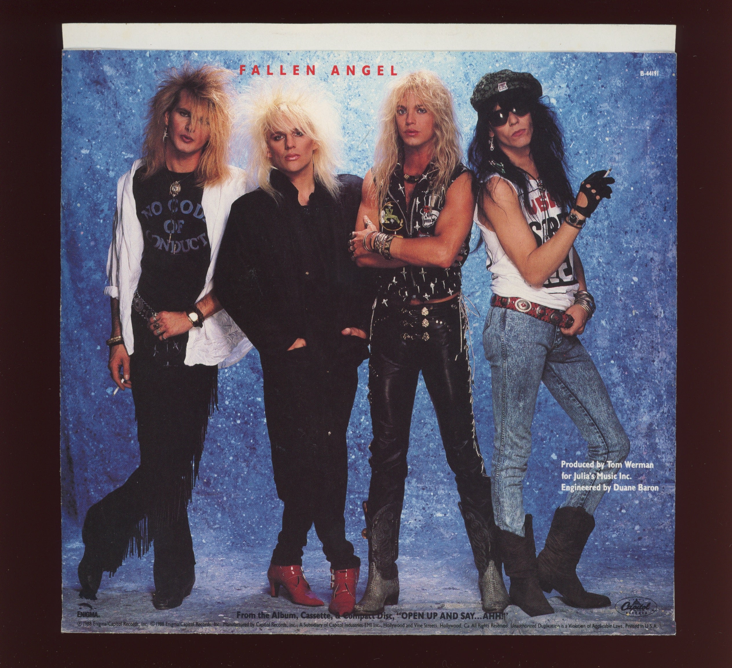Poison - Fallen Angel on Enigma With Picture Sleeve