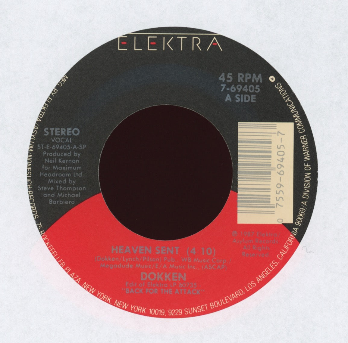 Dokken - Heaven Sent on Elektra With Picture Sleeve