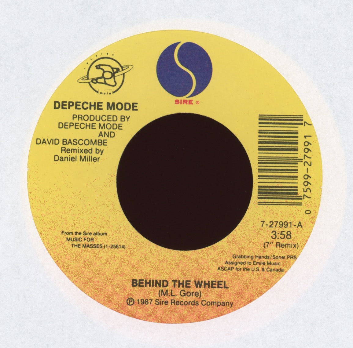 Depeche Mode - Behind The Wheel on Sire With Picture Sleeve