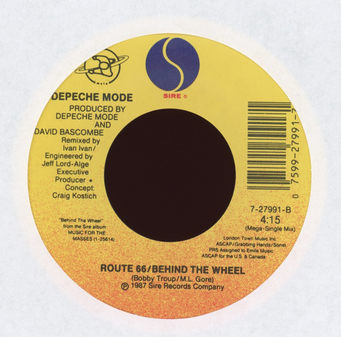 Depeche Mode - Behind The Wheel on Sire With Picture Sleeve