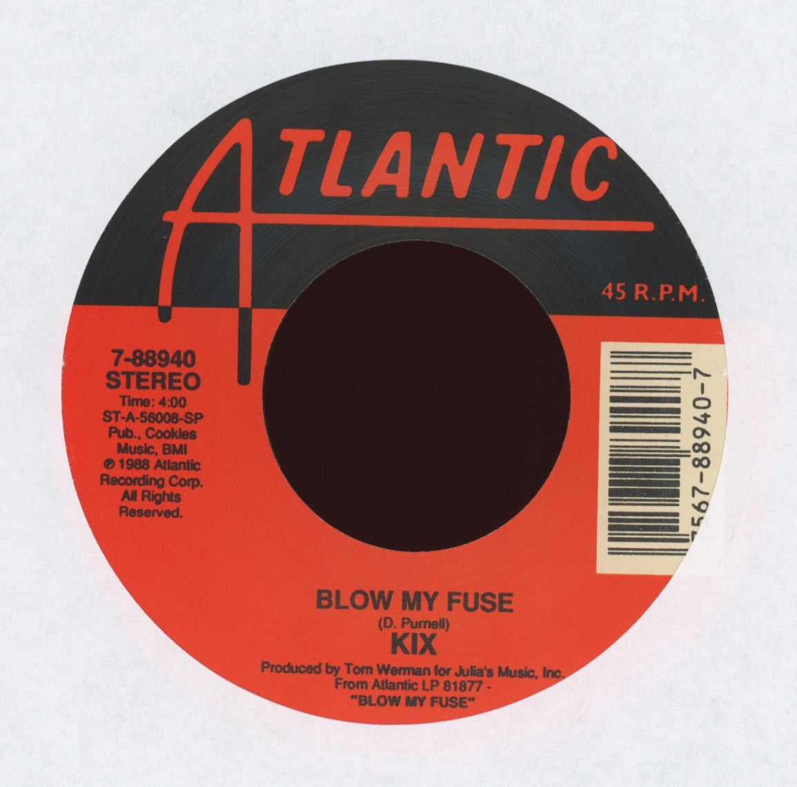 Kix - Blow My Fuse on Atlantic With Picture Sleeve