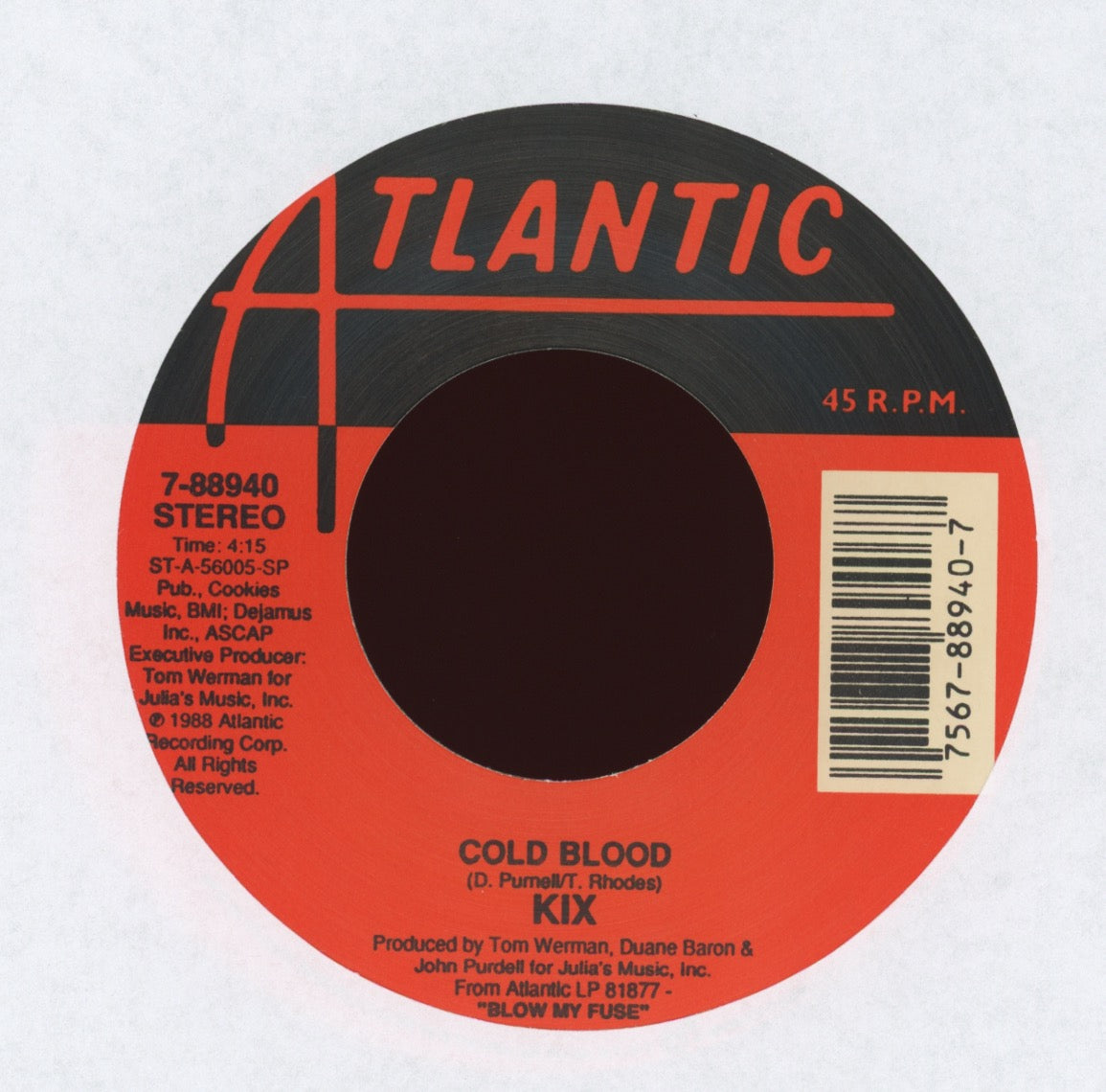 Kix - Blow My Fuse on Atlantic With Picture Sleeve