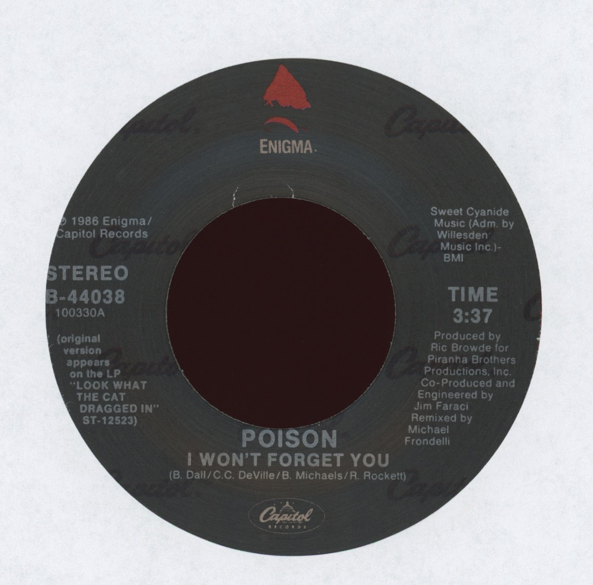 Poison - I Won't Forget You With Picture Sleeve