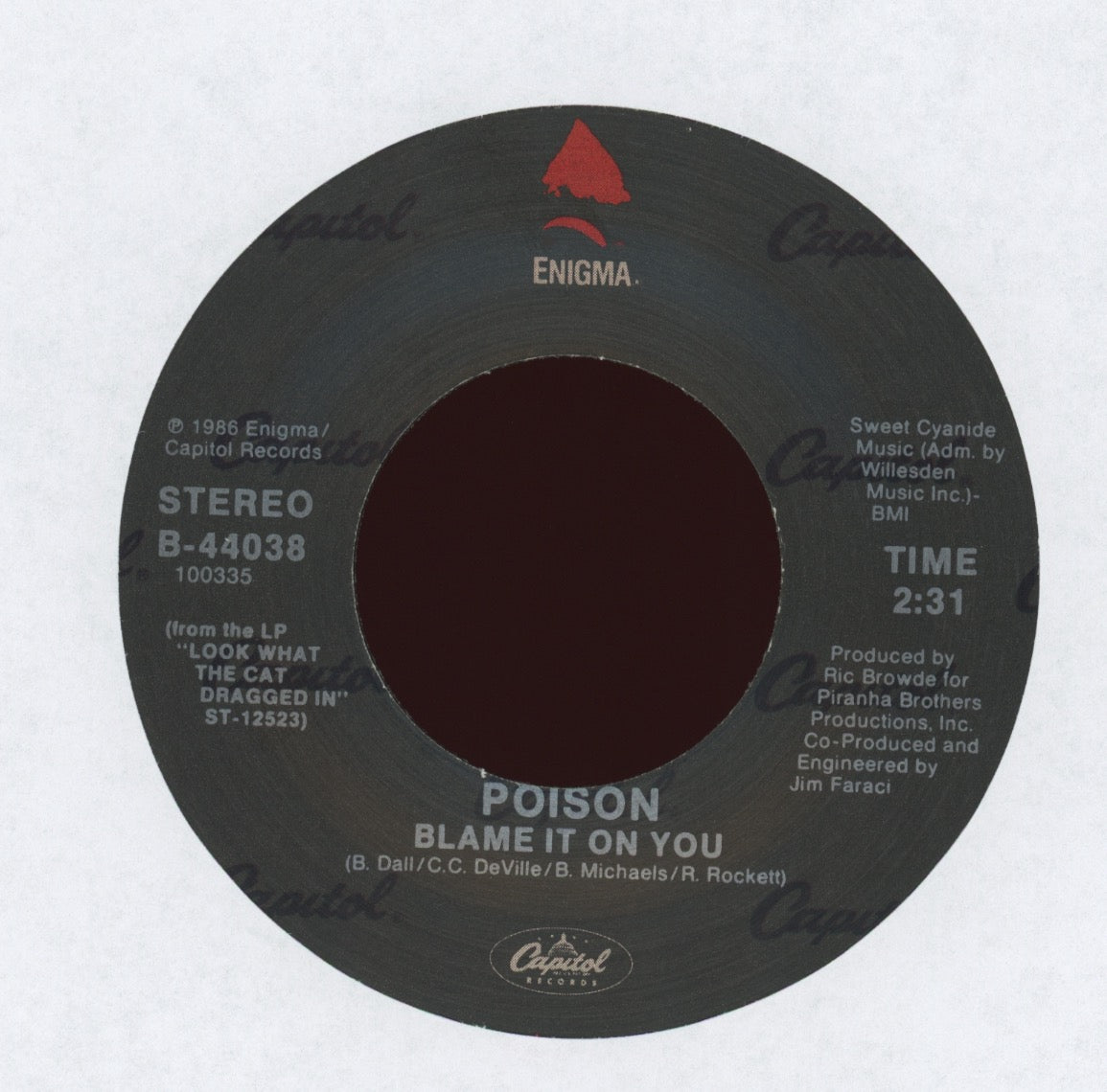Poison - I Won't Forget You With Picture Sleeve