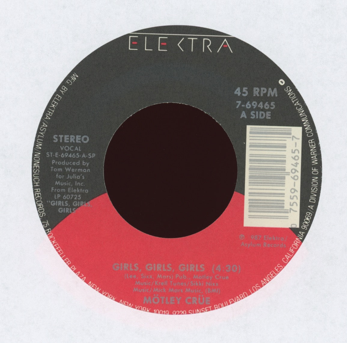 Mötley Crüe - Girls Girls Girls on Elektra With Picture Sleeve