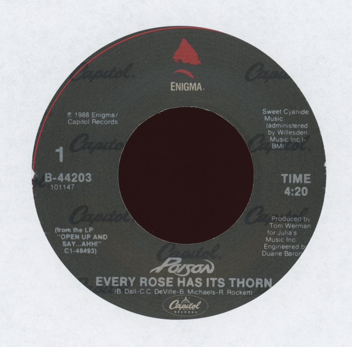 Poison - Every Rose Has Its Thorn on Enigma With Picture Sleeve