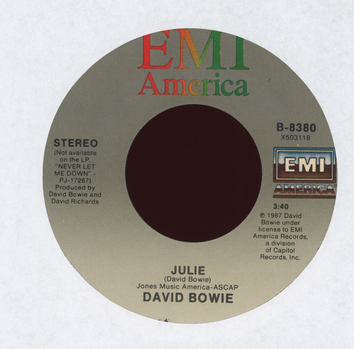 David Bowie - Day-In Day-Out on EMI America With Picture Sleeve