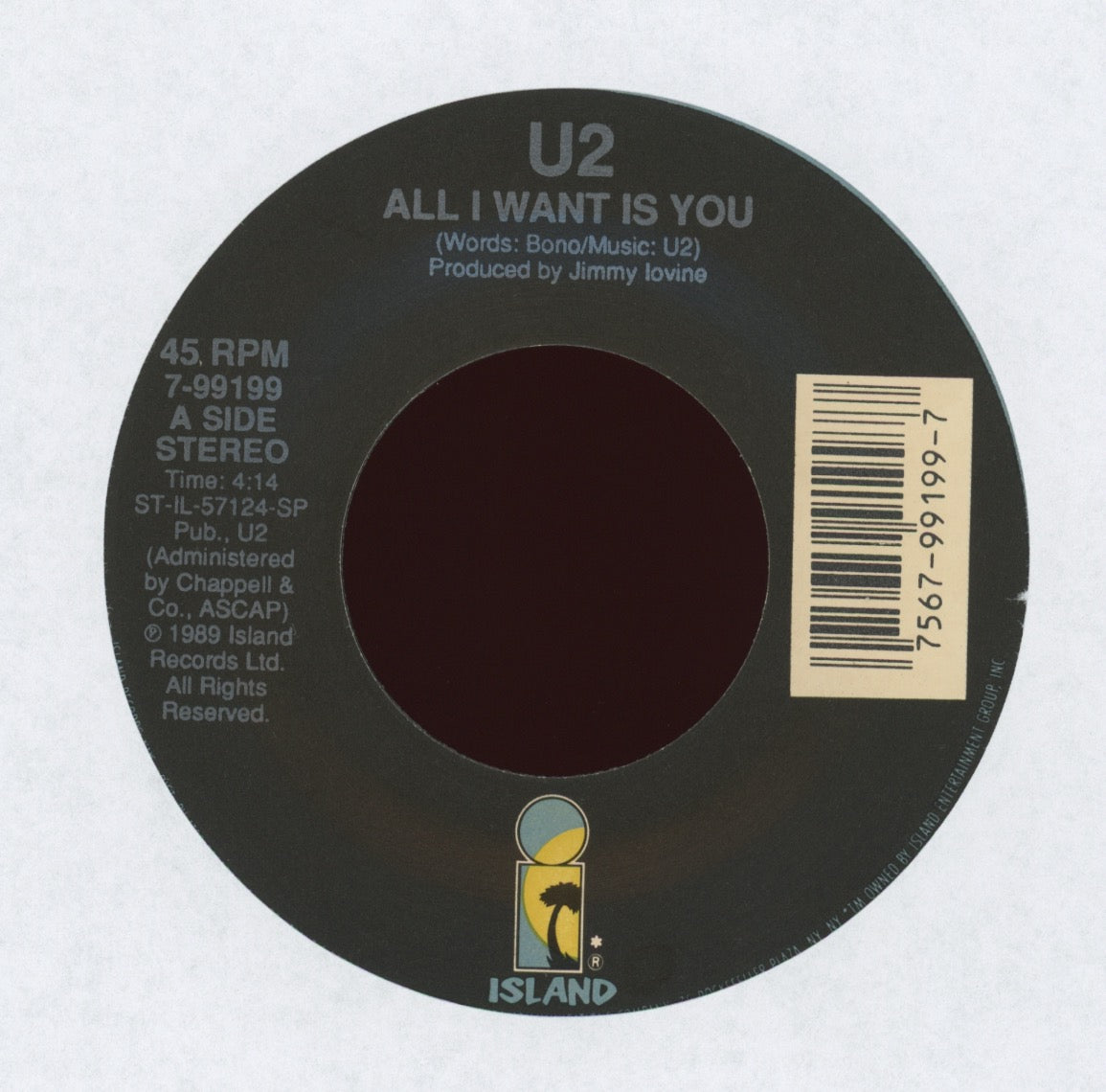 U2 - All I Want Is You on Island With Picture Sleeve