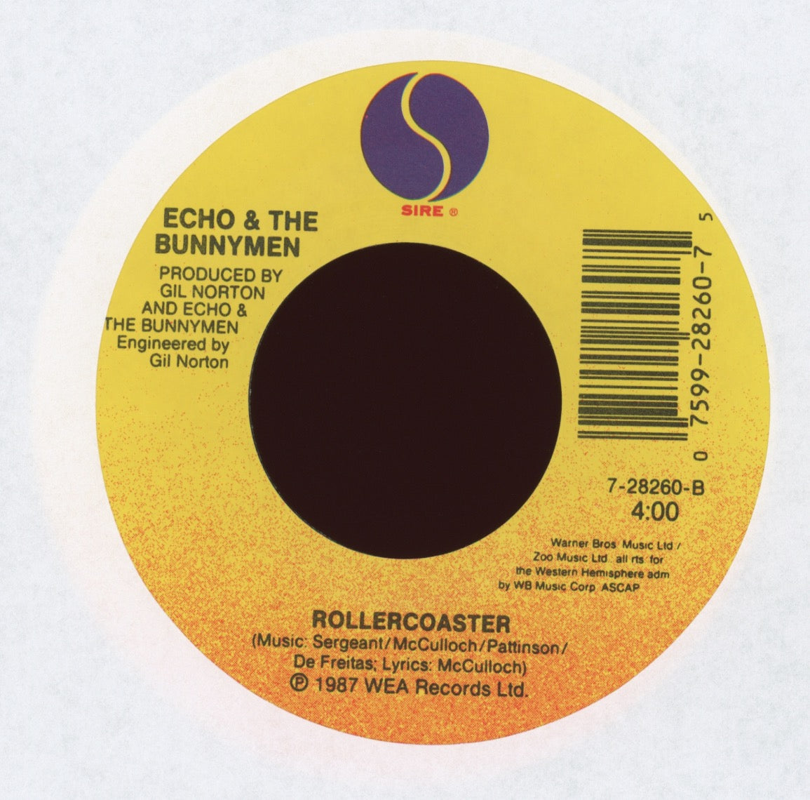 Echo & The Bunnymen - Lips Like Sugar on Sire With Picture Sleeve