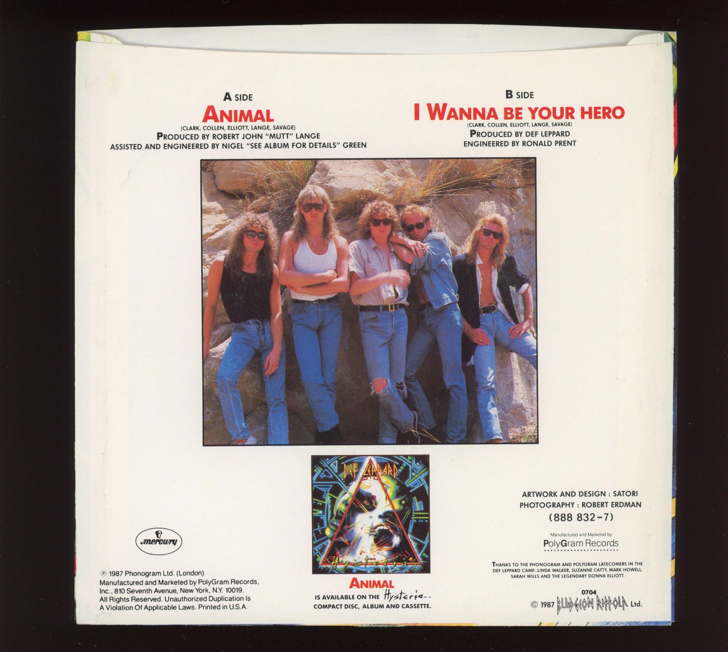 Def Leppard - Animal on Mercury With Picture Sleeve