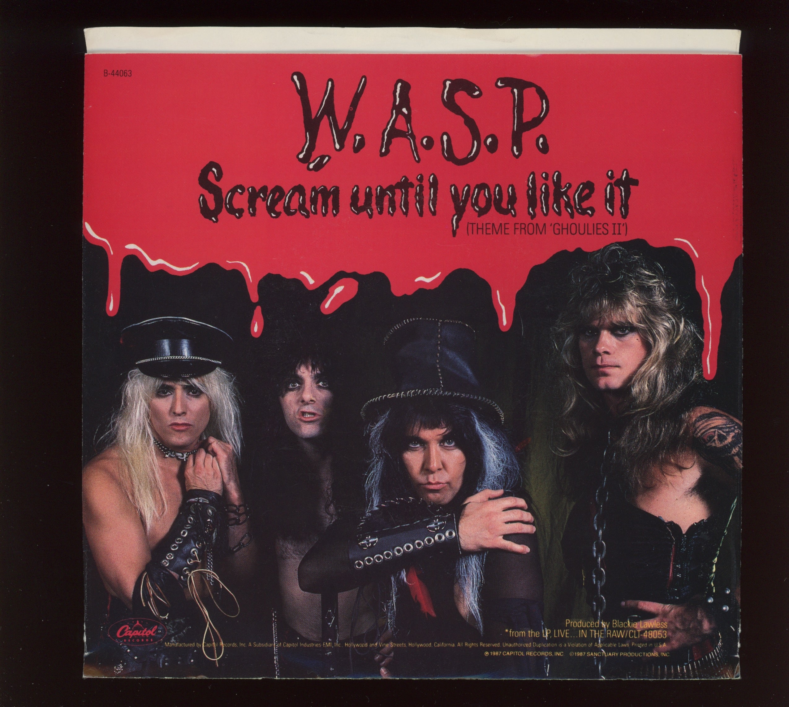 W.A.S.P. - Scream Until You Like It (Theme From 'Ghoulies II') on Capitol With Picture Sleeve