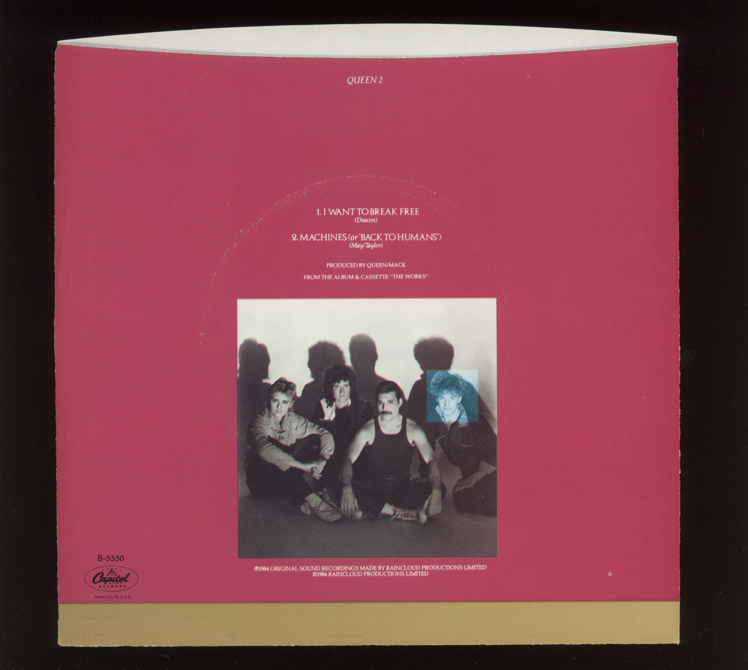 Queen - I Want To Break Free on Capitol With Picture Sleeve John Deacon