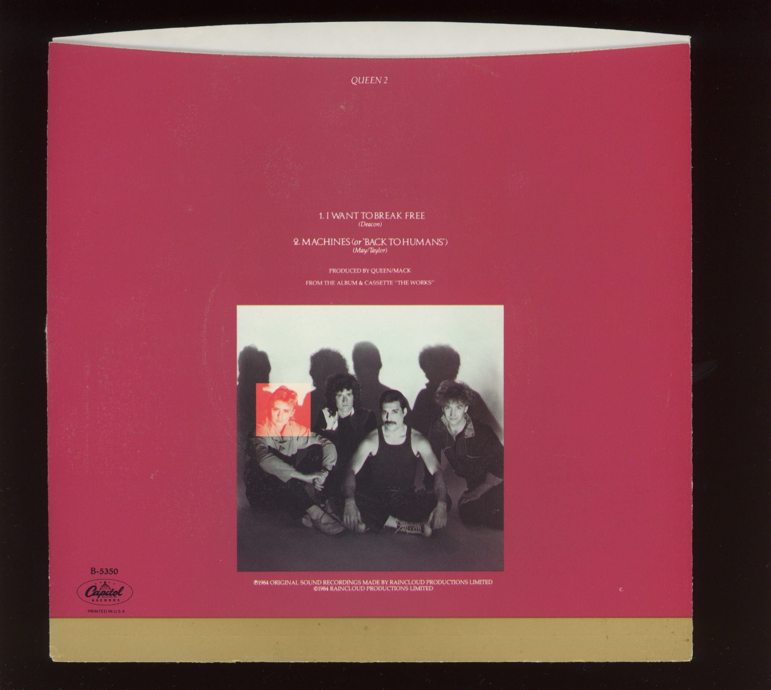 Queen - I Want To Break Free on Capitol With Picture Sleeve Roger Taylor