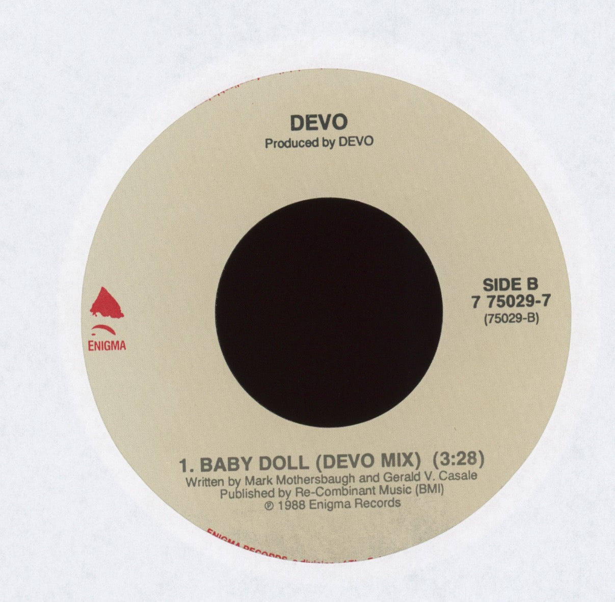 Devo - Baby Doll on Enigma With Picture Sleeve