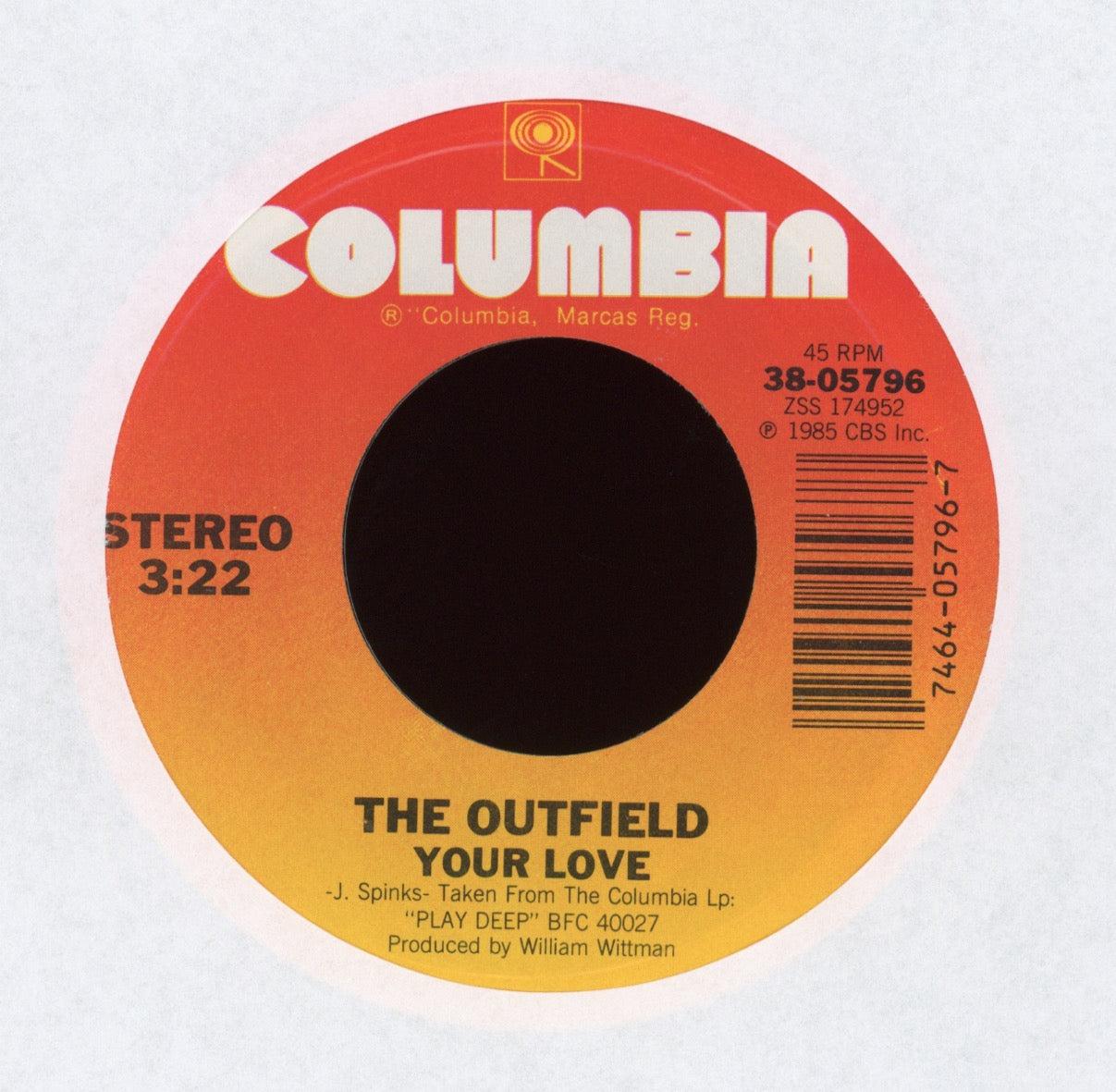The Outfield - Your Love on Columbia With Picture Sleeve