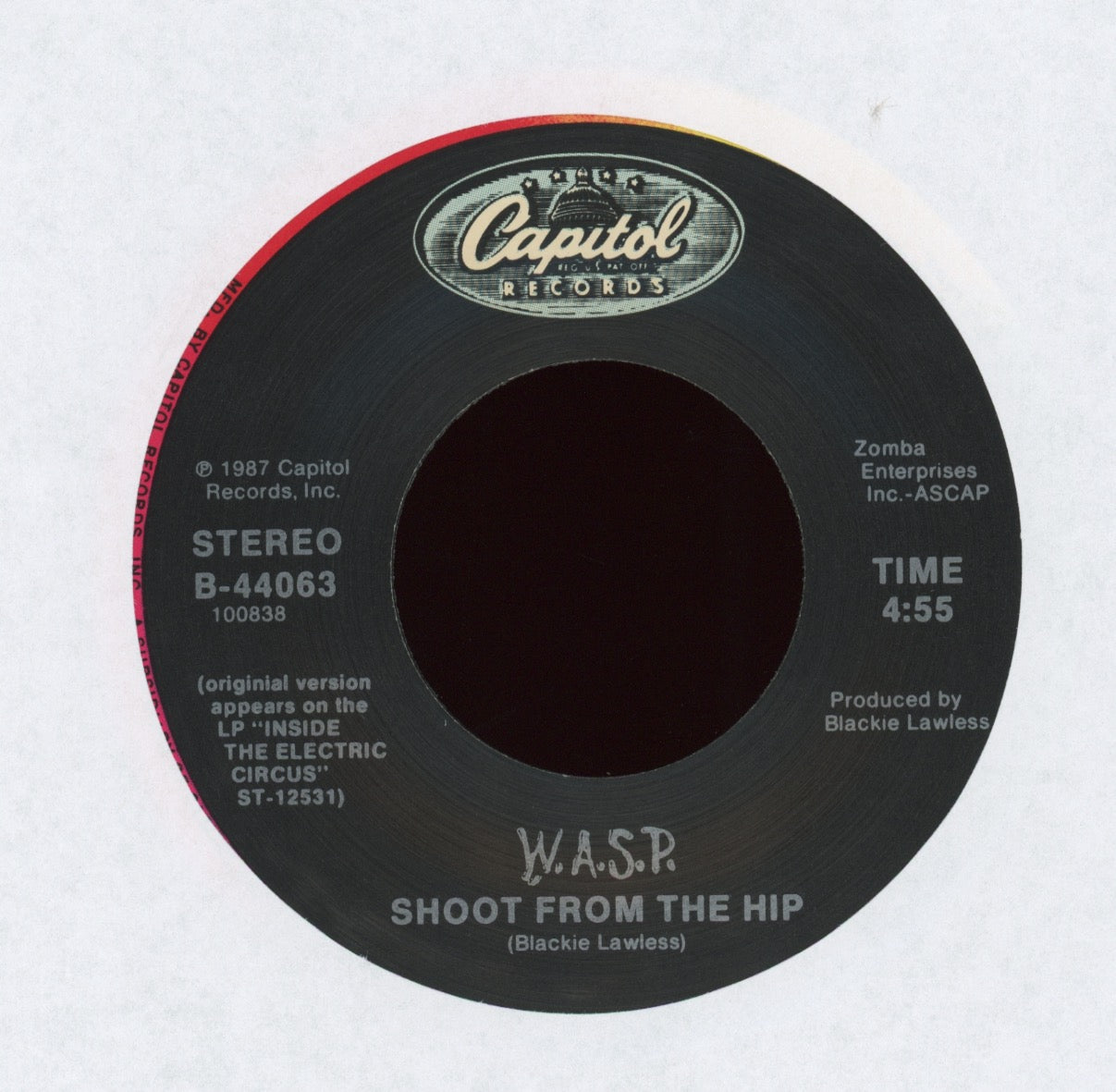 W.A.S.P. - Scream Until You Like It (Theme From 'Ghoulies II') on Capitol With Picture Sleeve