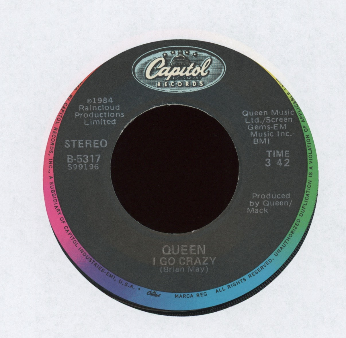 Queen - Radio Ga Ga on Capitol With Picture Sleeve