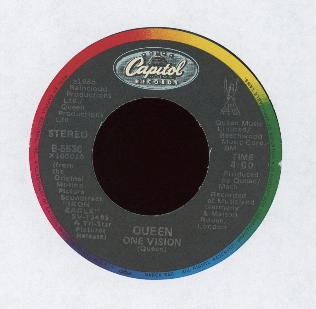 Queen - One Vision on Capitol With Picture Sleeve