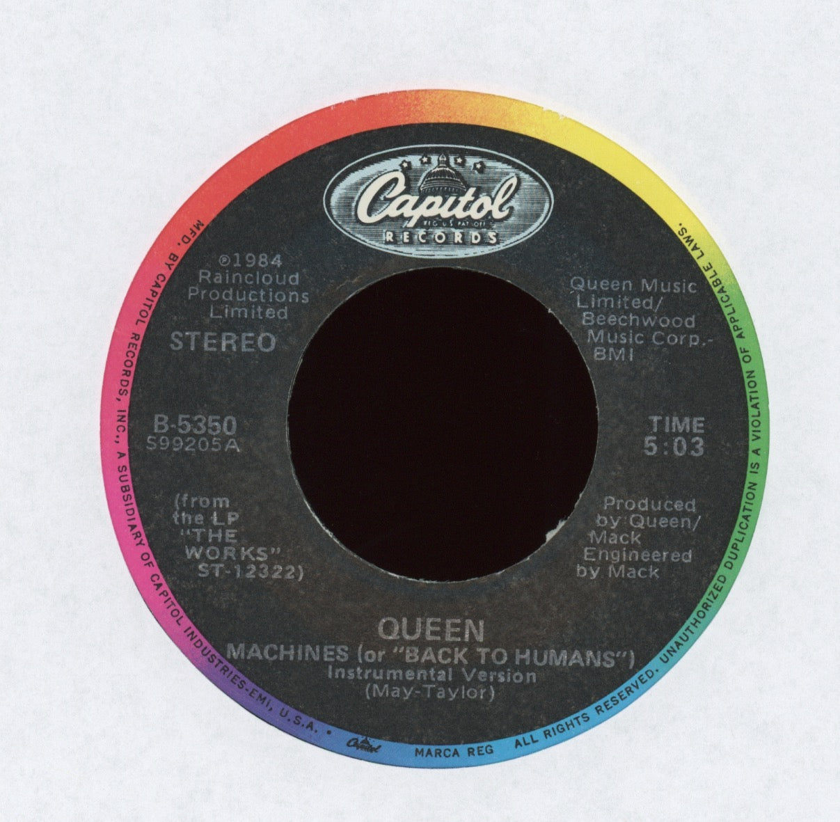 Queen - I Want To Break Free on Capitol With Picture Sleeve John Deacon