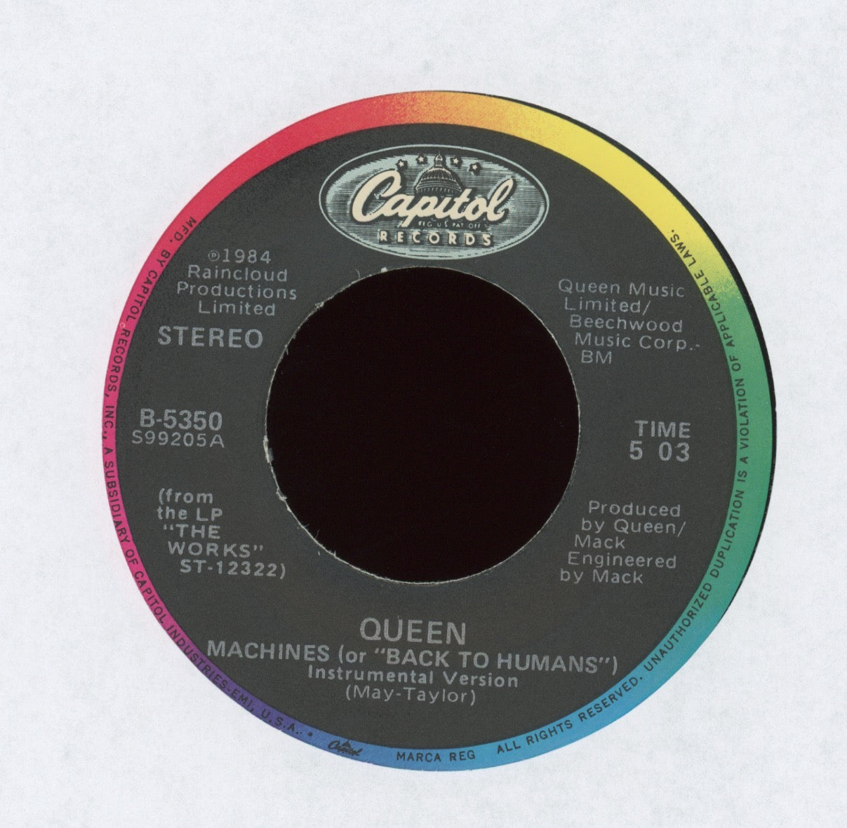 Queen - I Want To Break Free on Capitol With Picture Sleeve Freddie Mercury