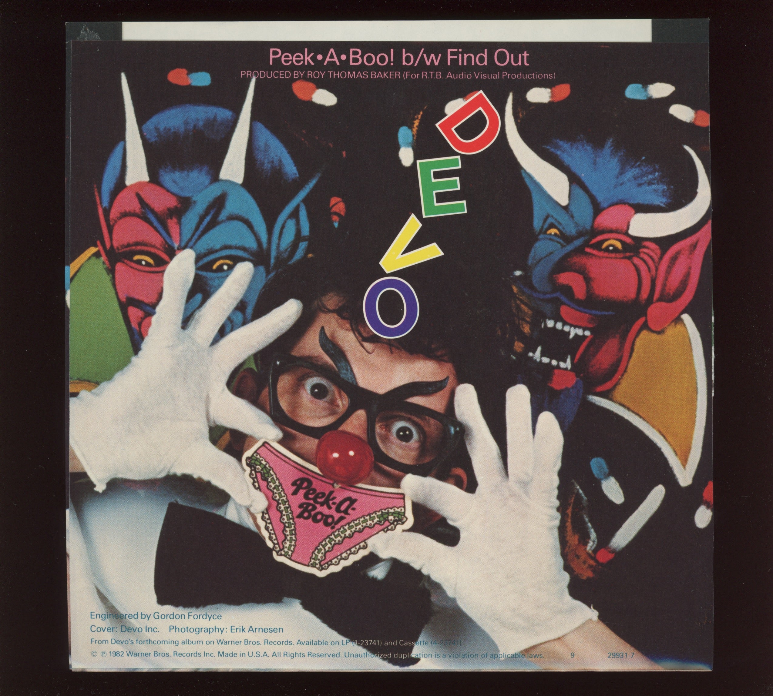 Devo - Peek-A-Boo! on WB With Picture Sleeve