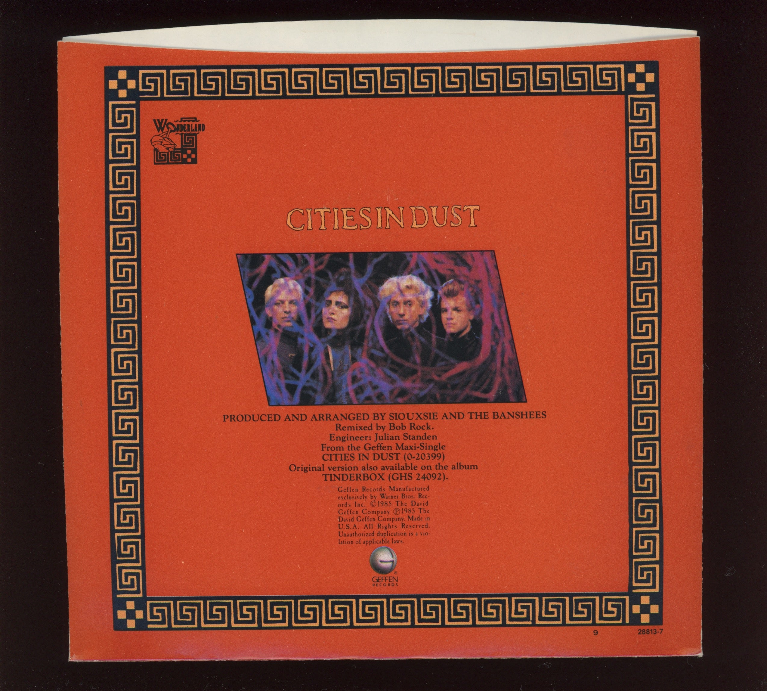 Siouxsie & The Banshees - Cities In Dust on Geffen With Picture Sleeve
