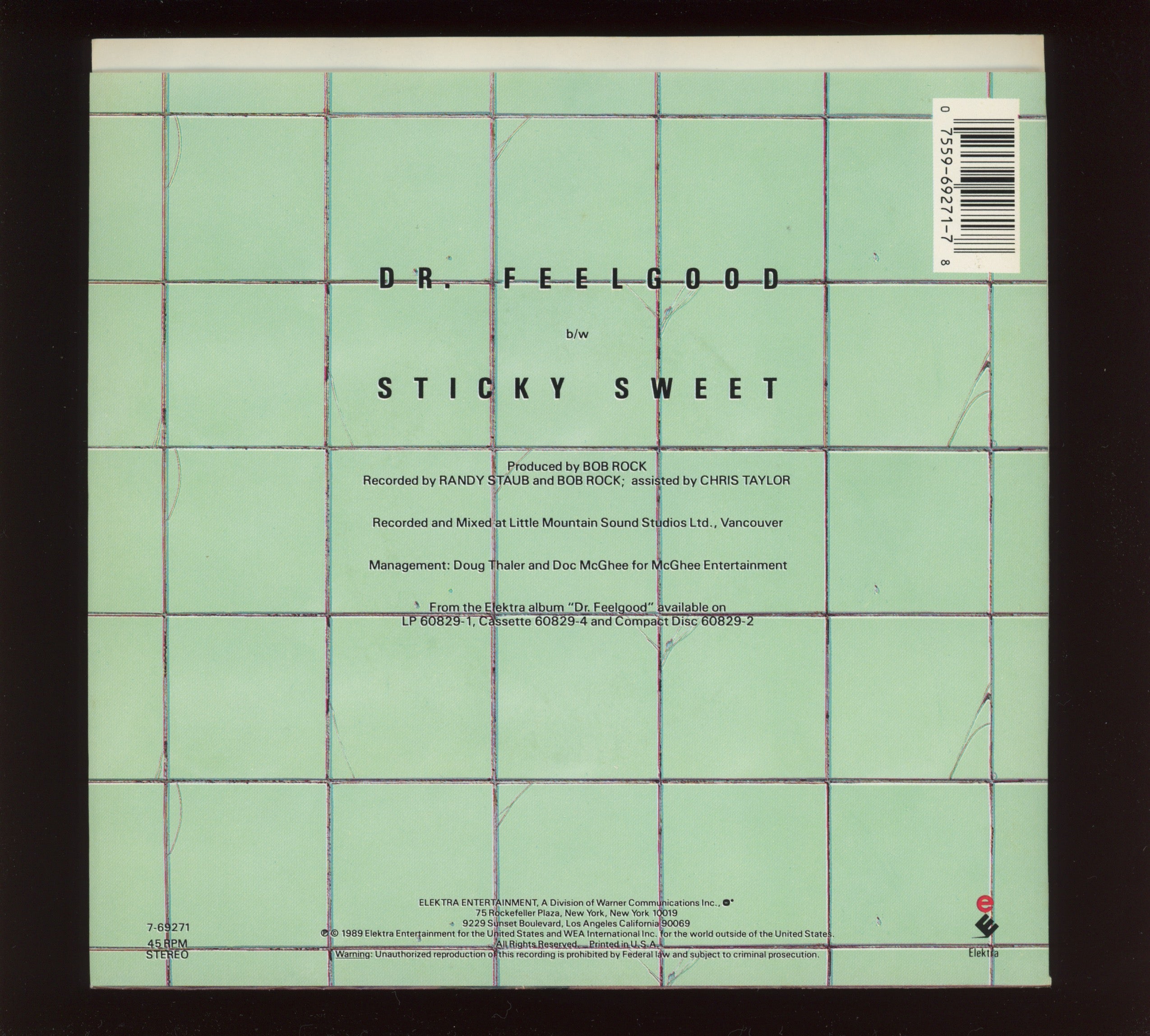 Mötley Crüe - Dr. Feelgood on Elektra With Picture Sleeve