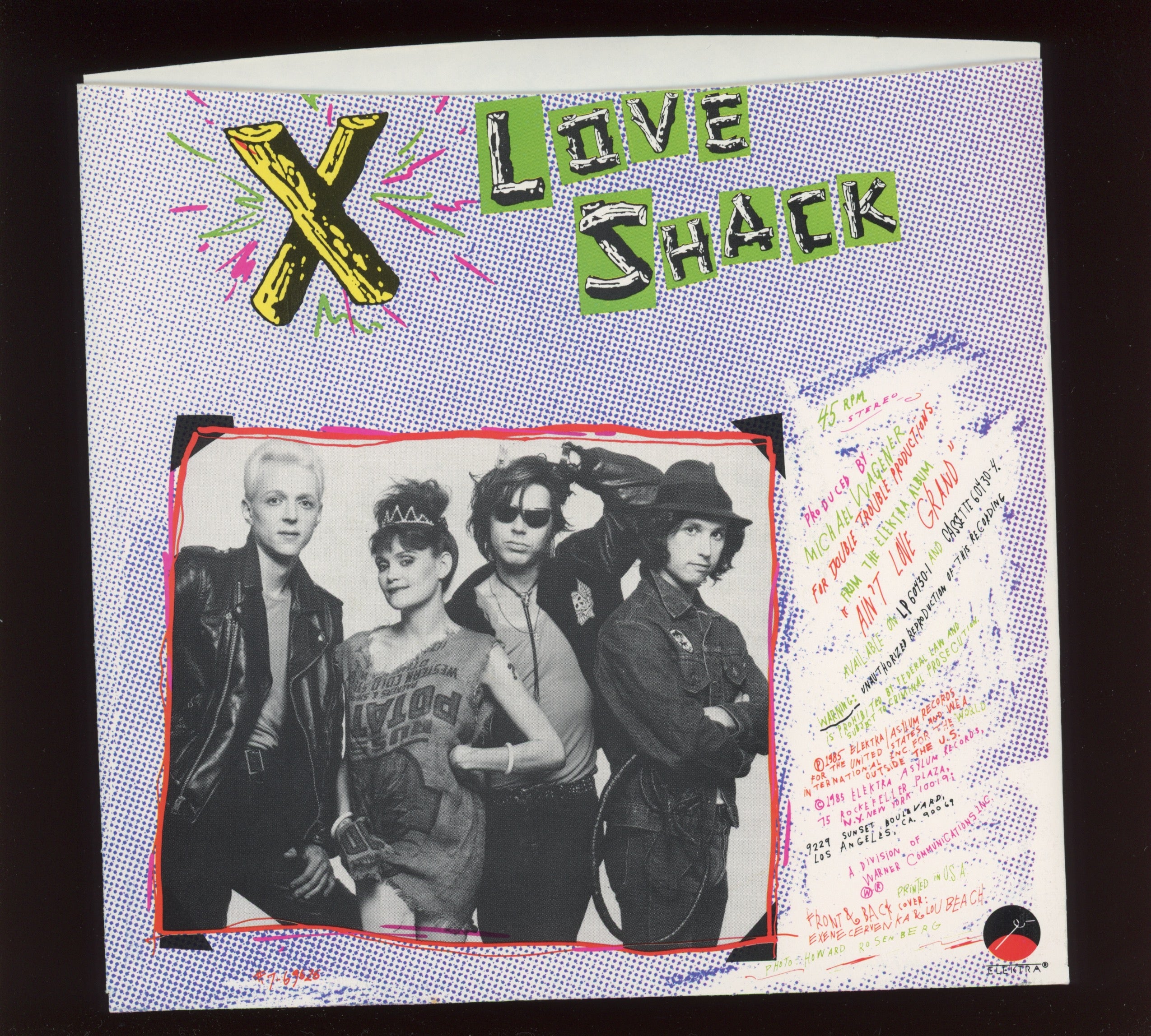 X - Burning House Of Love on Elektra With Picture Sleeve